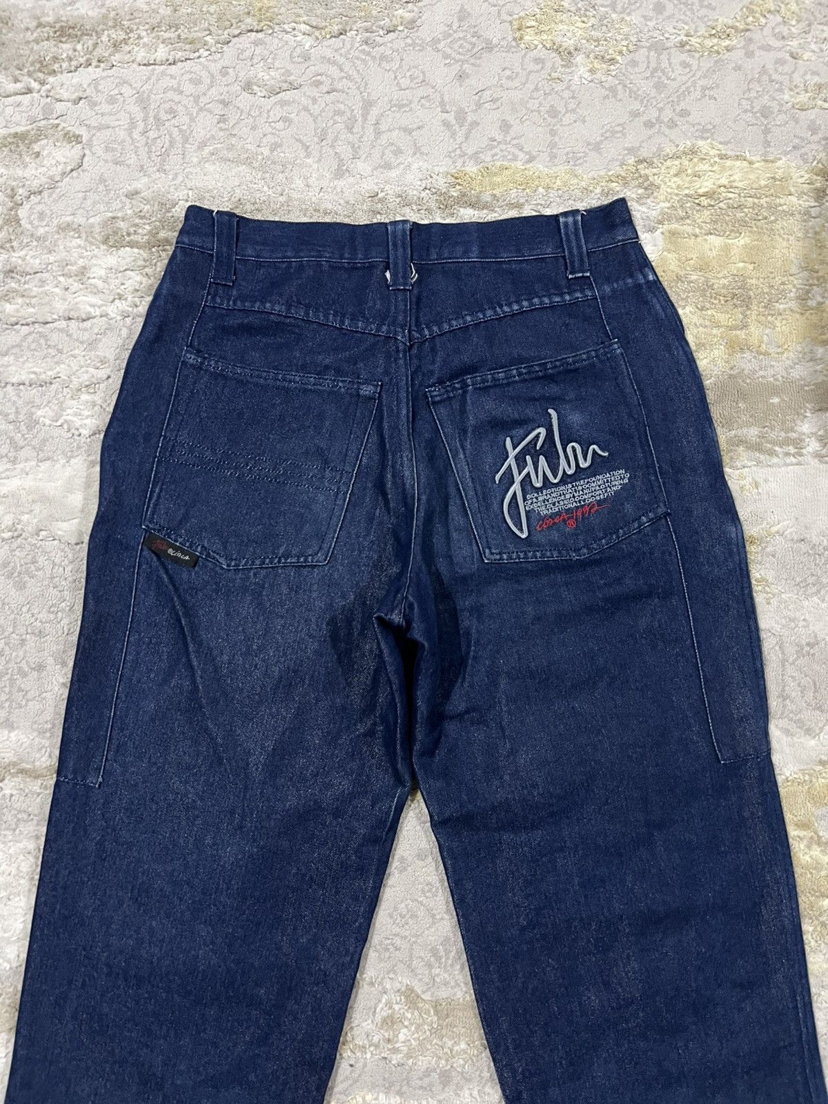 Fubu × JNCO × Vintage Y2K Fubu Fat Albert Embroidery Pockets Baggy 🎈Denim Jeans Size US 31 - 3 Thumbnail