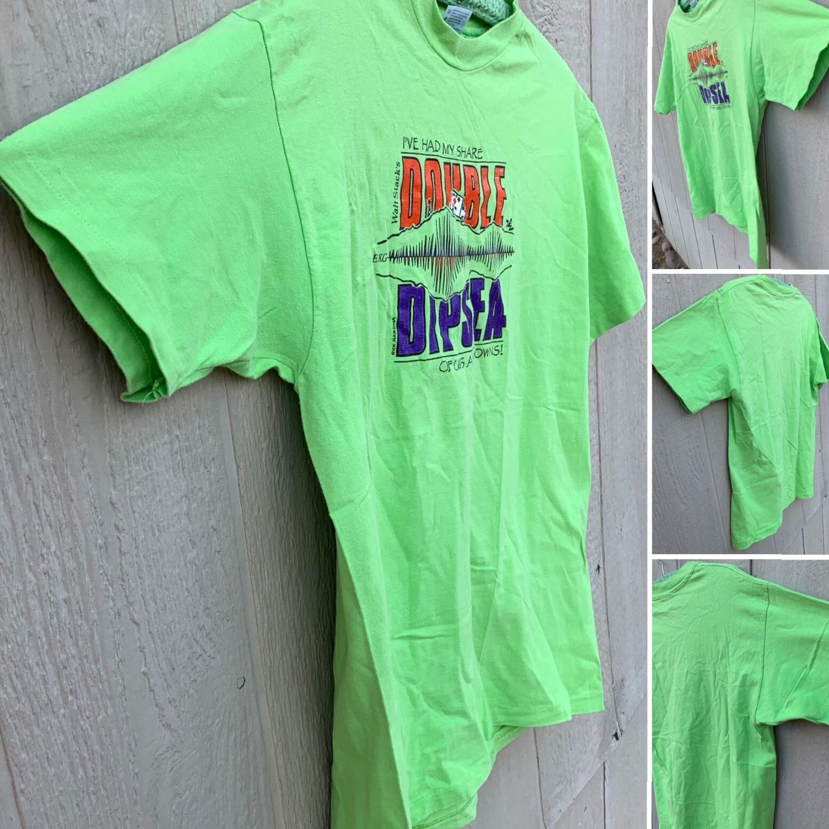 Hanes VINTAGE Hanes Beefy-T T-Shirt Men 90s 1990s Walt Stacks Double Dipsea 1992 Green Short Sleeve Crew Neck Size L Graphic Print Size US L / EU 52-54 / 3 - 2 Thumbnail