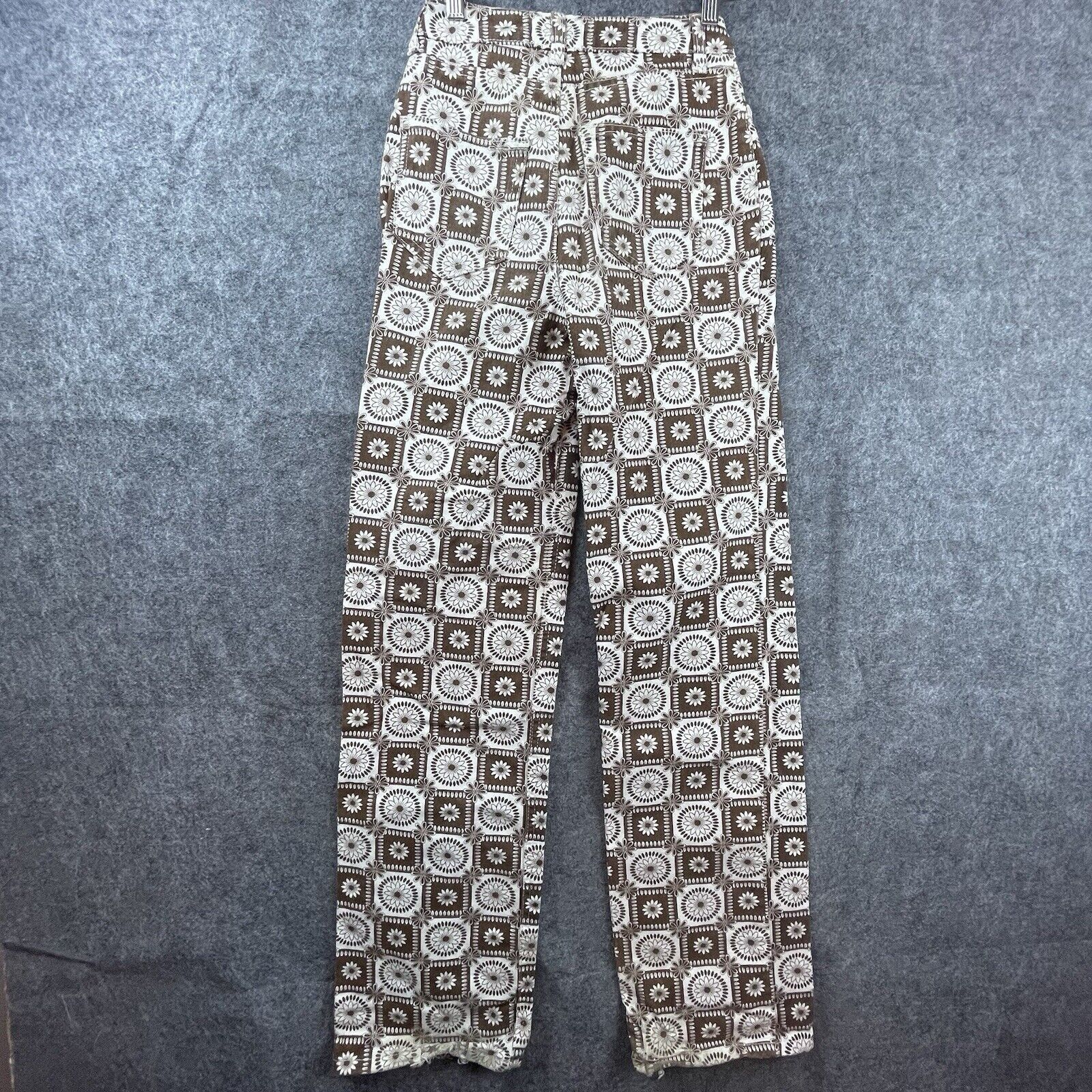 Denim & Co. Denim Co Jeans Womens 0 Brown White Floral Wide Boho Baggy Size 25" / US 0 / IT 36 - 2 Thumbnail