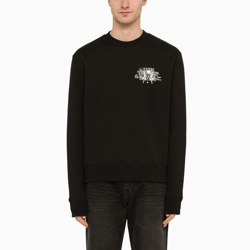 image of Amiri Black Cotton Crewneck Sweatshirt With Logo Print, Men's (Size XL)
