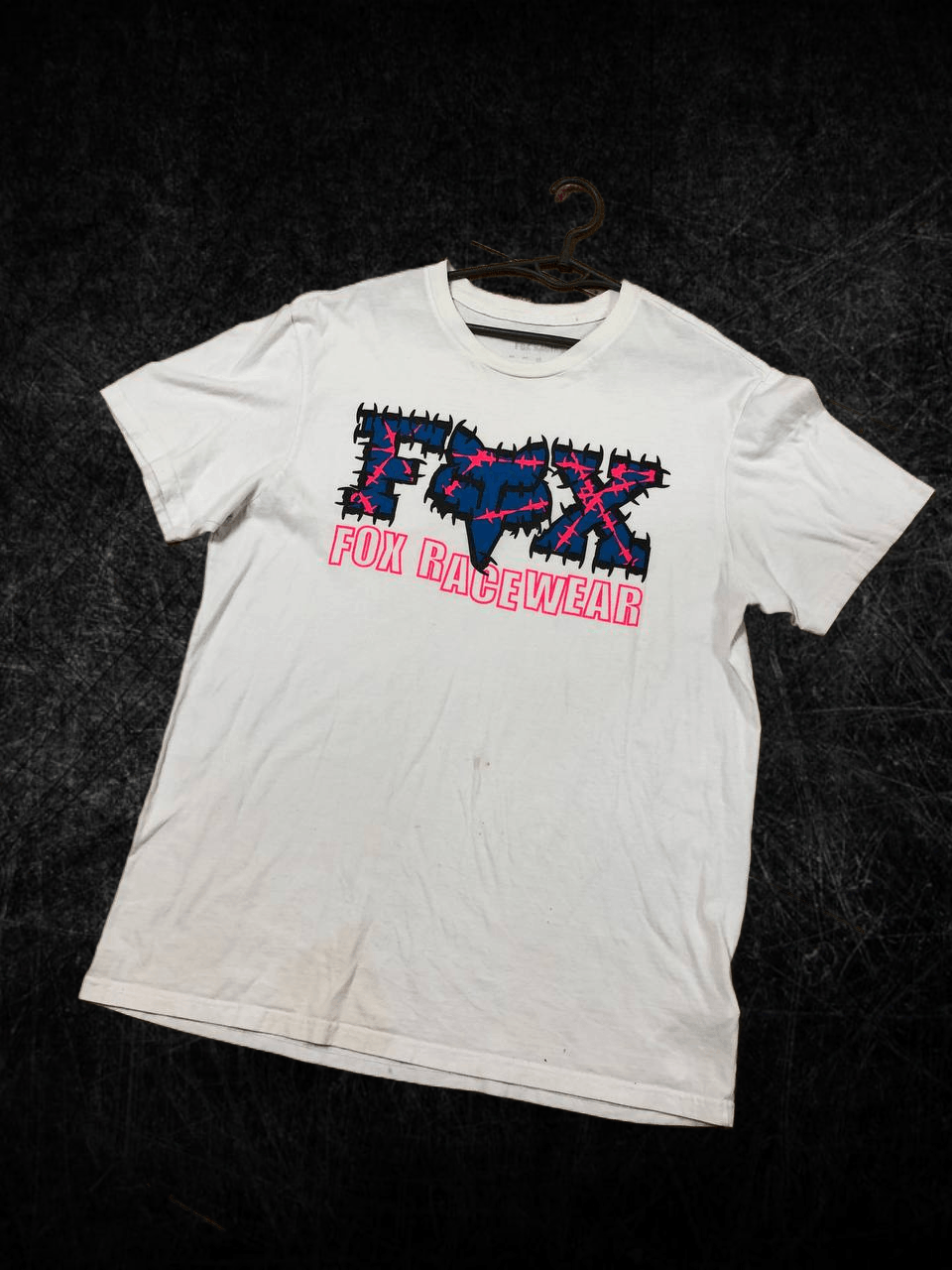 Fox Racing Streetwear T-Shirt White Big Print Fox Racing logo Crazy Y2K Size US L / EU 52-54 / 3 - 1 Thumbnail