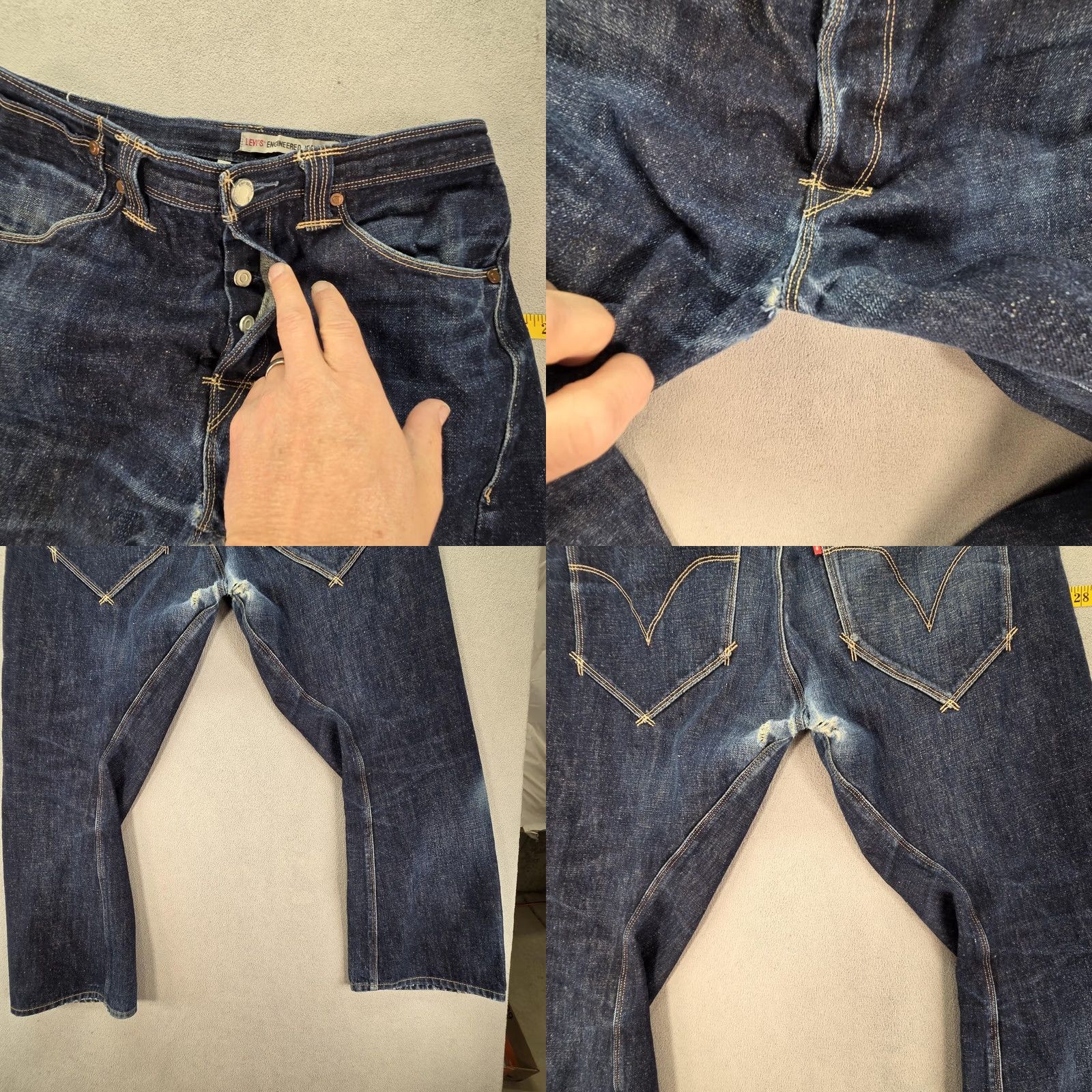 Levi's VTG Levi's Engineered Jeans Mens Blue Dark Wash 32x27 Distressed Pockets 10th Anniversary 32 Inseam Logo Button Denim Jeans Mens Size US 32 / EU 48 - 9 Thumbnail