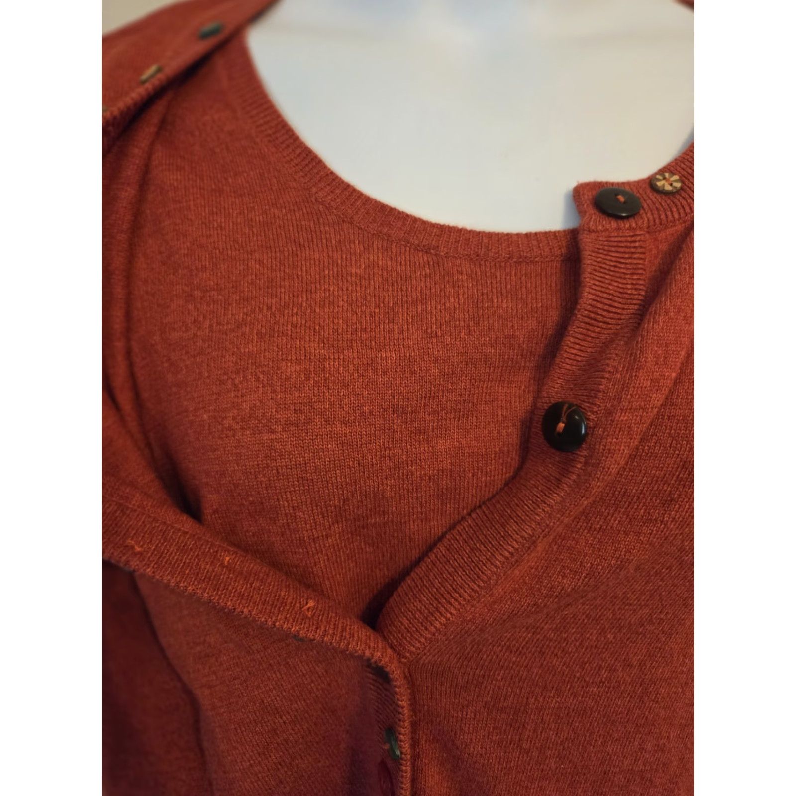 Vintage VINTAGE Koret Cardigan Sweater Top Knit 3X Rust 90s Woman Layered Look Long Sleeve Plus Size Womens Size XXL / US 16-18 / IT 52-54 - 3 Thumbnail