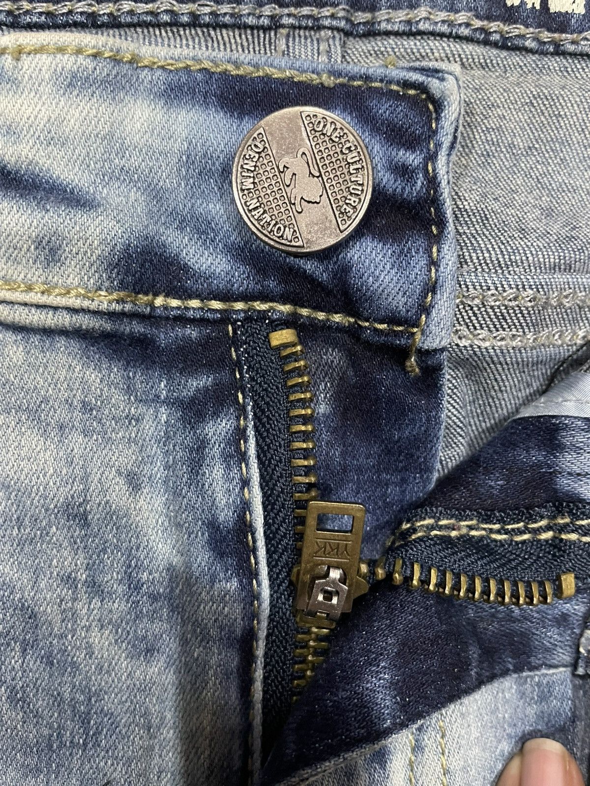 Japanese Brand Vintage One Culture Distressed Mudwash Faded Denim Jeans Size US 32 / EU 48 - 8 Thumbnail