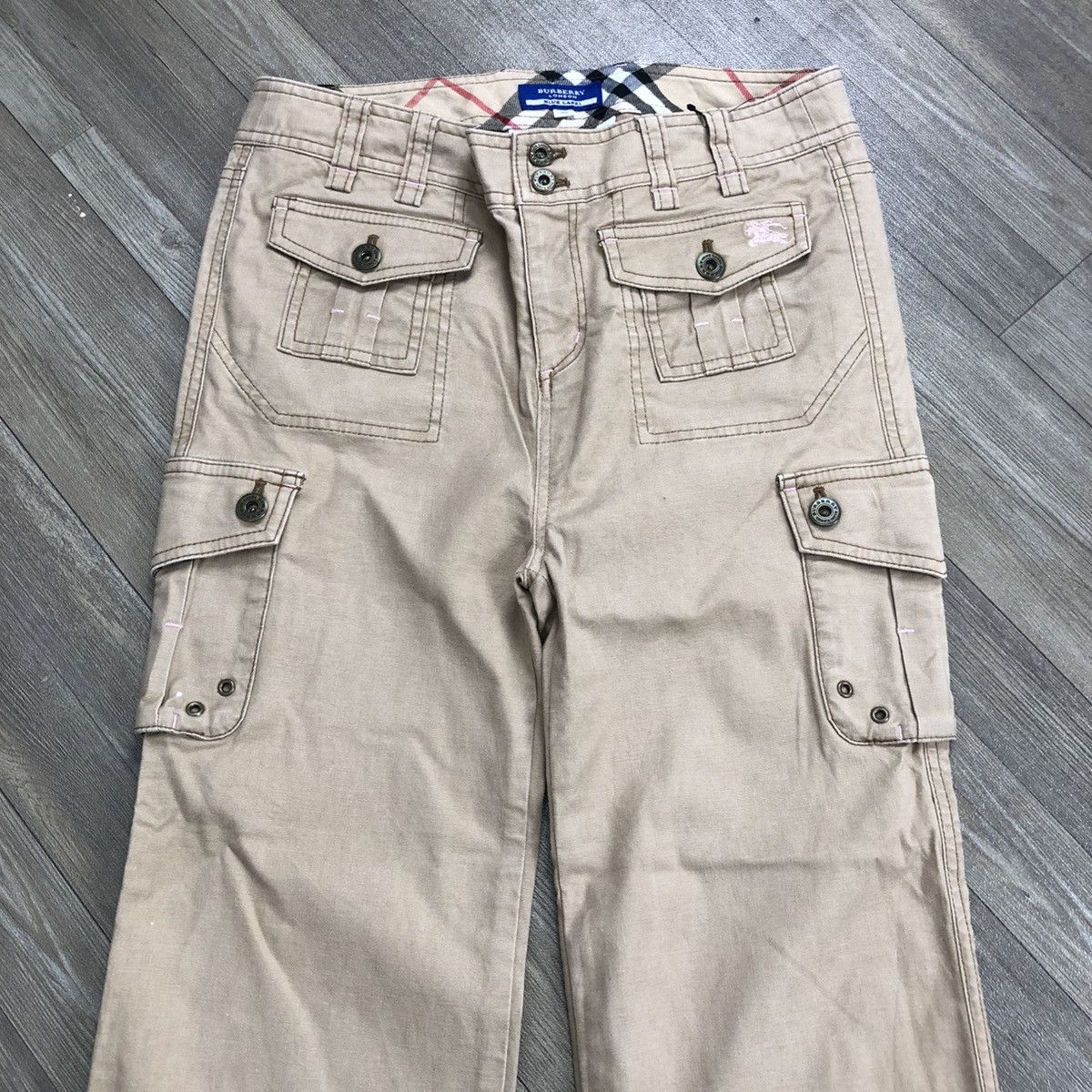 Burberry × Burberry Prorsum × Vintage 1990s Burberry London Blue Label Fatigue Cargo Pants Size US 28 / EU 44 - 2 Thumbnail