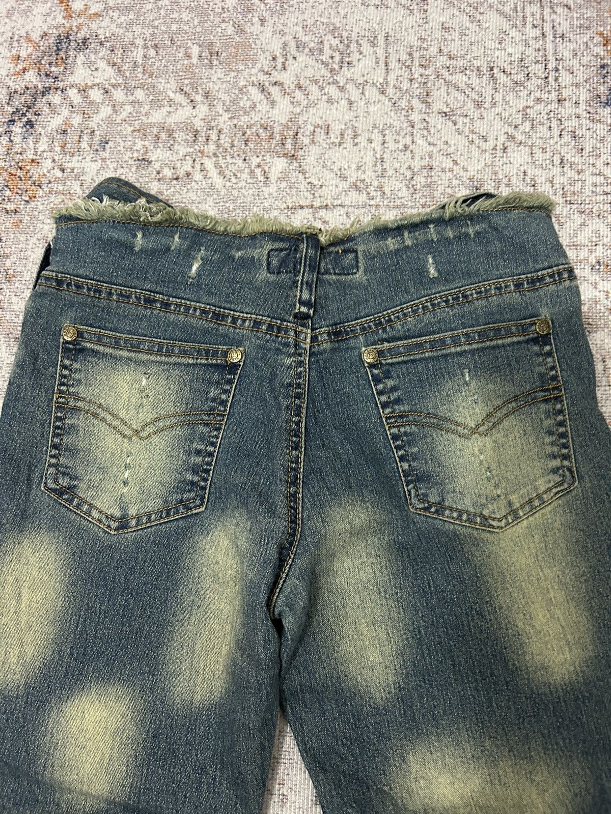 If Six Was Nine Modernistic Acid Wash Multi Pocket Flare Jeans Size US 28 / EU 44 - 9 Thumbnail