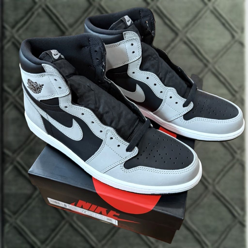 Jordan Brand Nike Jordan Shadow 2.0 High OG Retro Leather Sneaker 12 Men's Grey Black 555088-035 Size US 12 / EU 45 - 1 Thumbnail