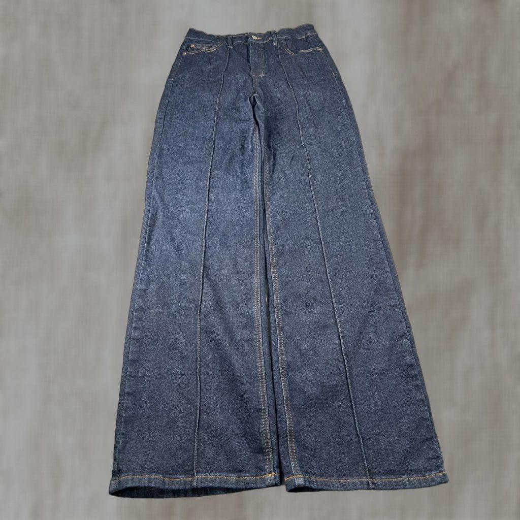 Denime Judy Blue Jeans Womens 9/29 Blue Wide Leg Denim 28X31 Relaxed Stretch Pockets Zip Fly High Rise Vintage No Size 30" / US 8 / IT 44 - 1 Thumbnail