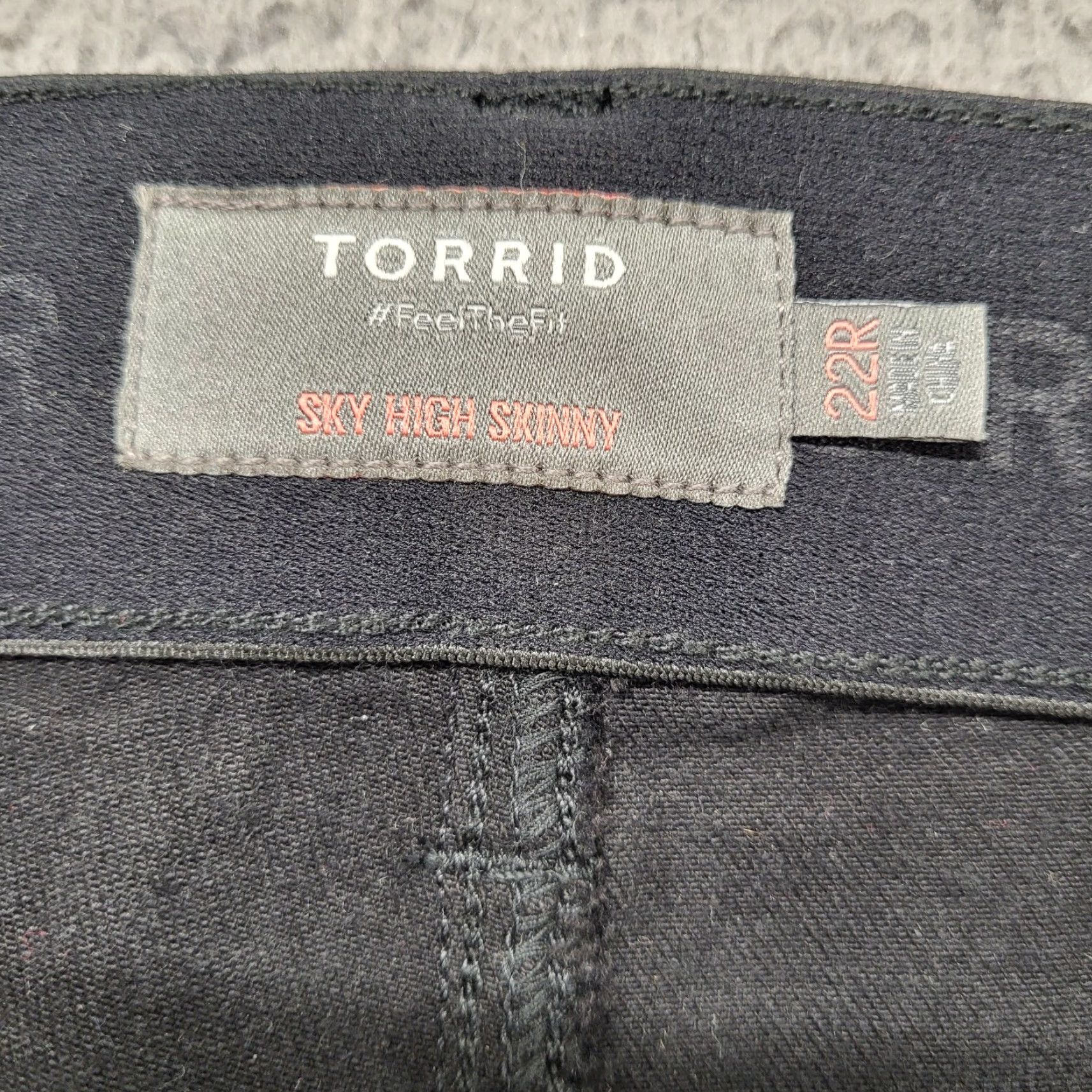 Torrid NWOT Torrid Jeans Womens 22 Sky High Skinny Premium Stretch Button Fly 22R Jeans Blue Cotton Blend 5-Pocket Distressed Womens SKU 22R Size 40" / US 18 - 2 Thumbnail