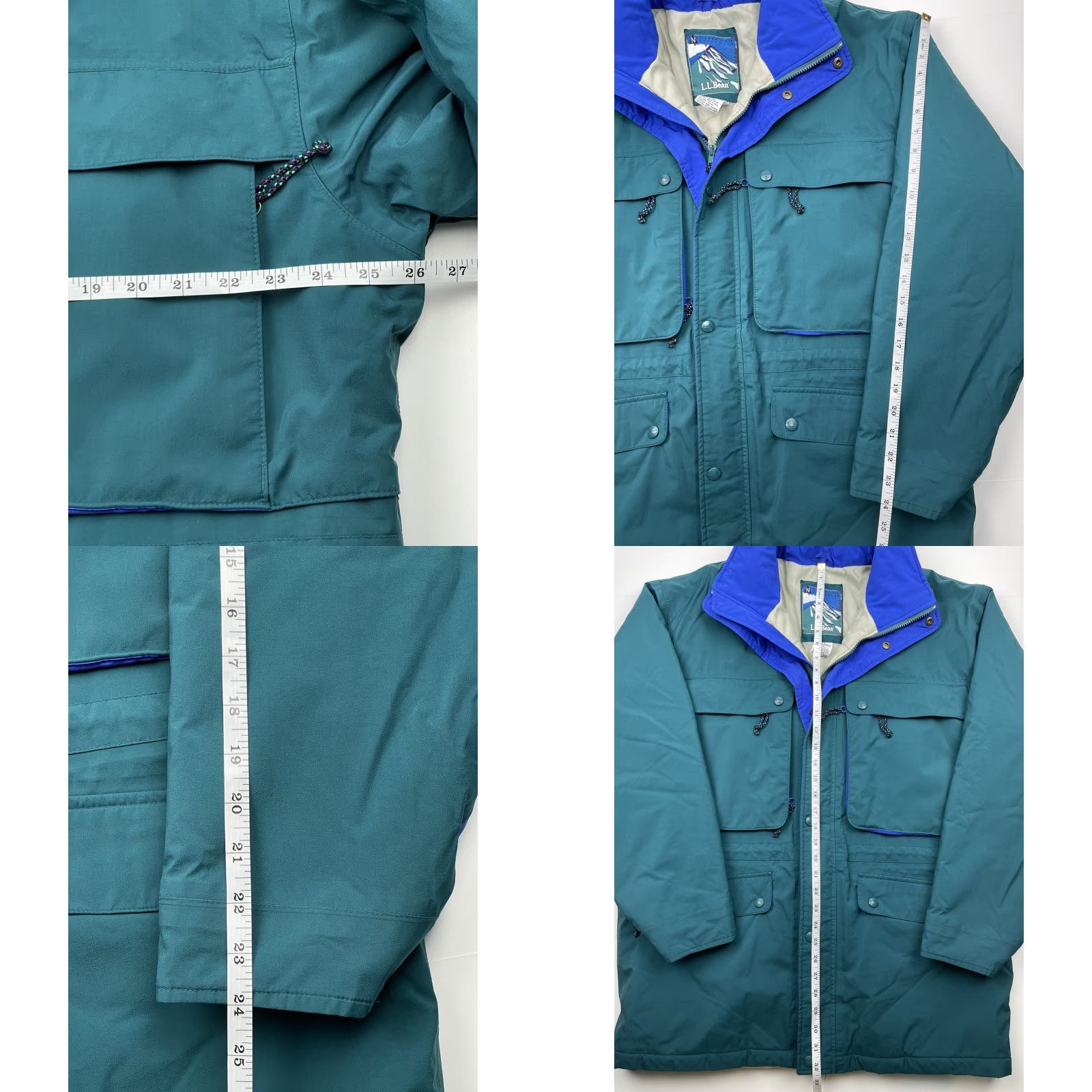 Vintage VTG L.L. Bean North Col GORE-TEX Quilted Insulated Parka Jacket Coat Men L Teal 90s Skiing Winter Fall Spring Zip Snap Nylon Packable Hood Mens Jacket Size US L / EU 52-54 / 3 - 8 Thumbnail