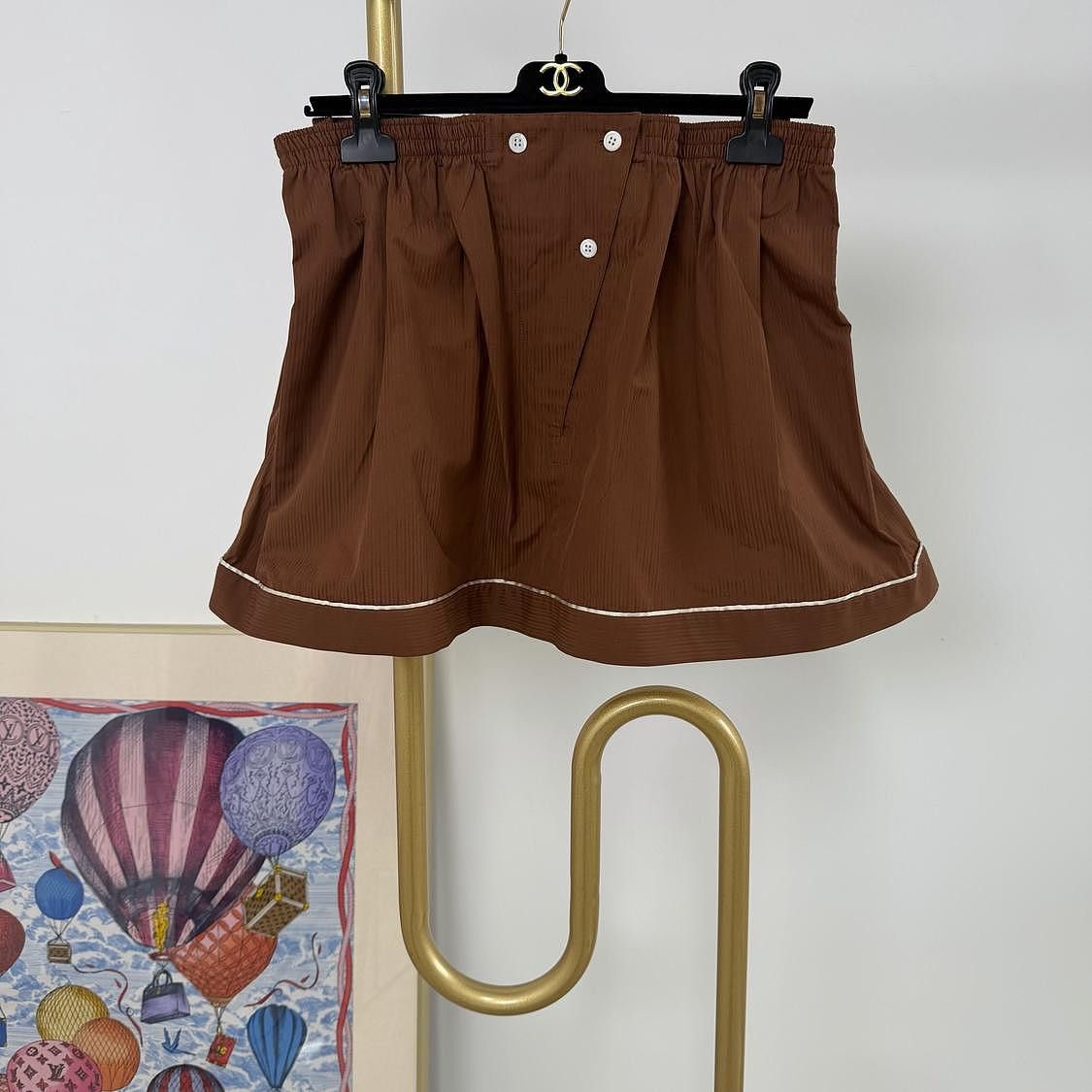 Prada Prada Brown Cotton Mini Skirt Size 38 Size 26" / US 2 / IT 38 - 1 Thumbnail
