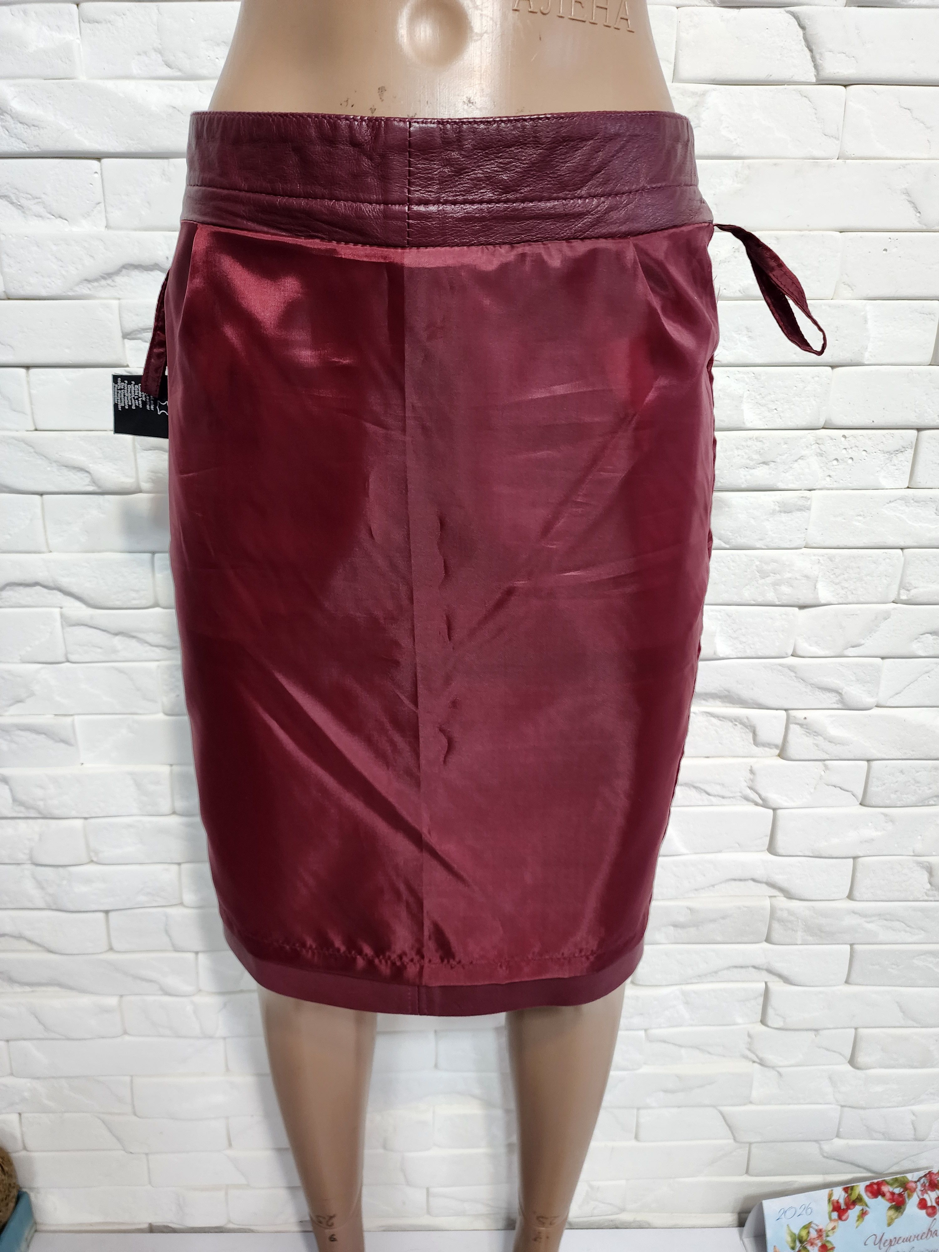 Marks & Spencer Red Leather Skirt Size 29" - 10 Thumbnail