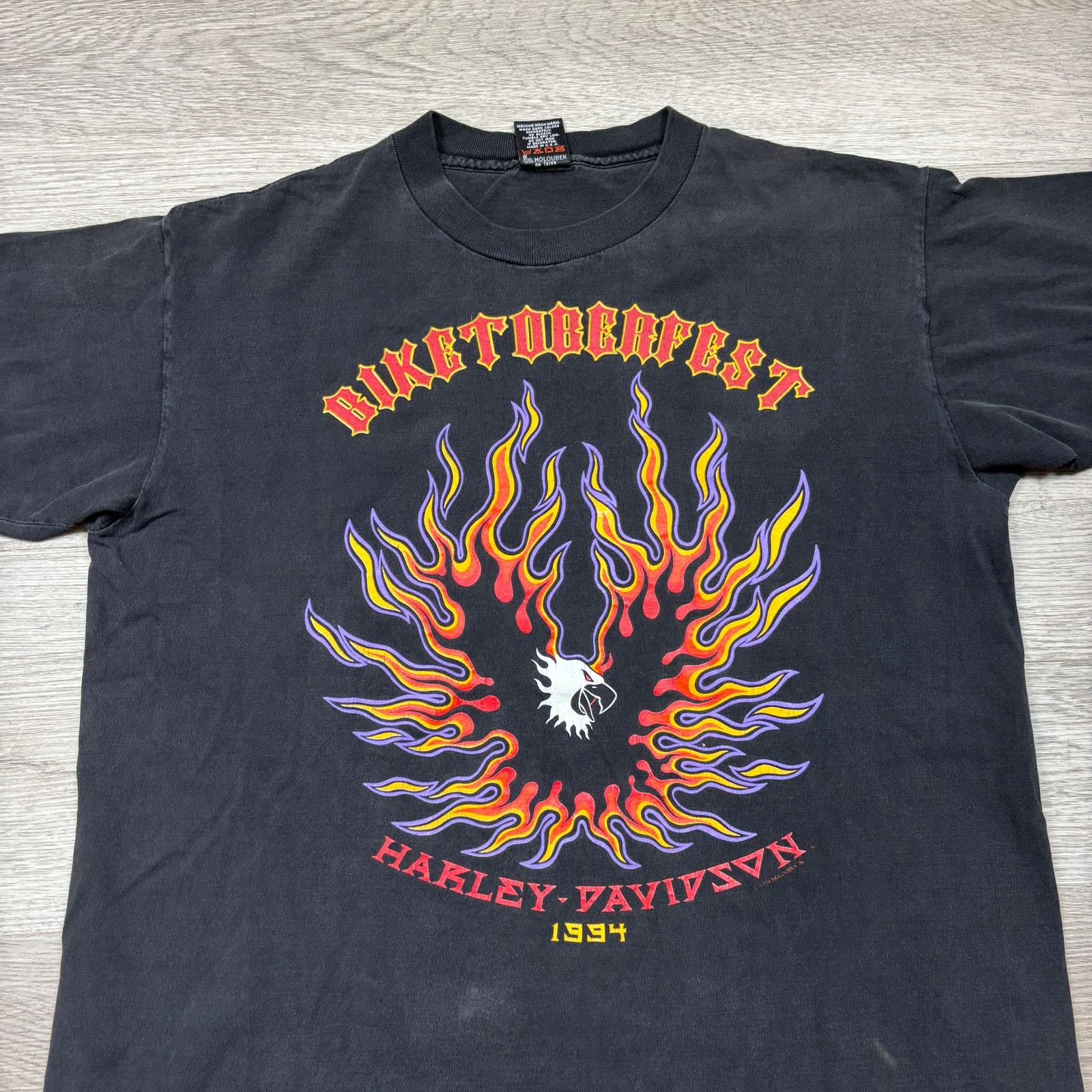 Harley Davidson × Vintage VTG 1994 Harley Davidson Eagle Flames Shirt Men's L Holubek Size US L / EU 52-54 / 3 - 2 Thumbnail