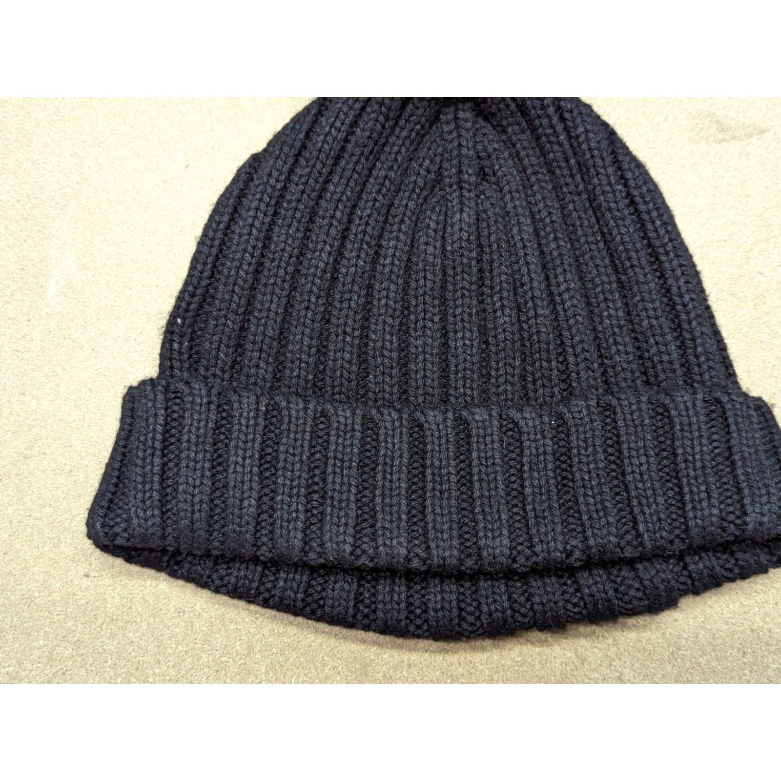 J.Crew J.CREW Womens Beanie Hat One Size Ribbon Cuffed Pom Pom Black Wool Viscose Beanie Womens Black Wool Blend Knit Casual - Mens/Womens Size ONE SIZE - 2 Thumbnail