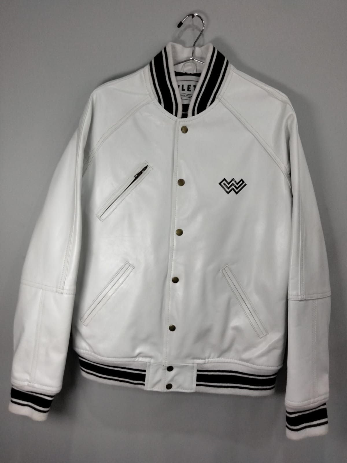 Vintage Wleti Premium White Sheep Leather Varsity Jacket — Medium Size US M / EU 48-50 / 2 - 1 Thumbnail
