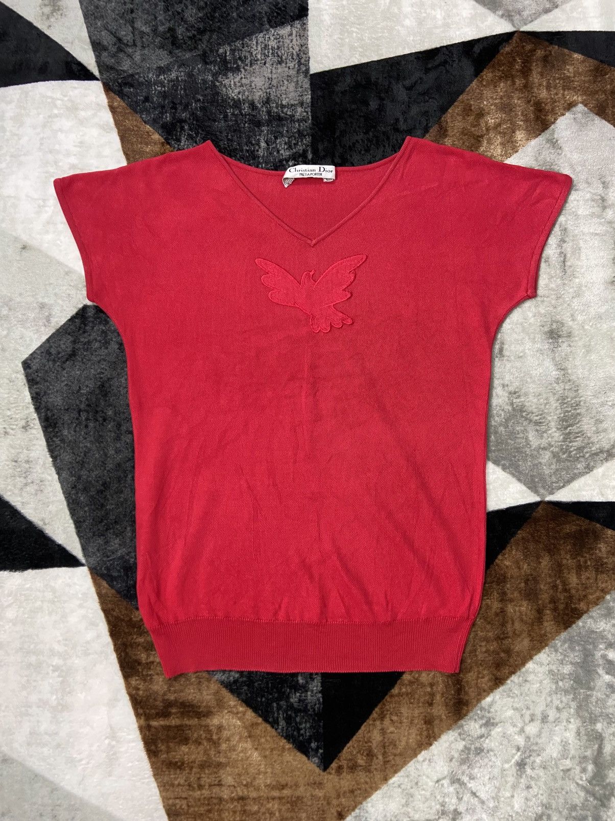 Dior True Vtg 80s Christian Dior Pret A Porter Embroidered Knit Size M / US 6-8 / IT 42-44 - 2 Thumbnail