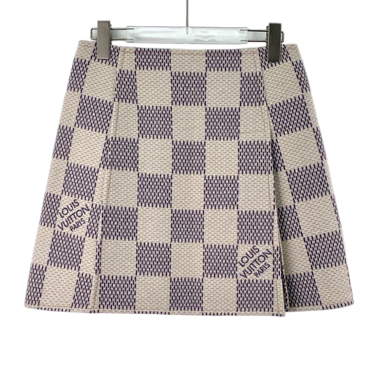 Louis Vuitton Louis Vuitton Damier Wool Casual Denim Mini Skirt K26WX Size 25" / US 0 / IT 36 - 1 Thumbnail