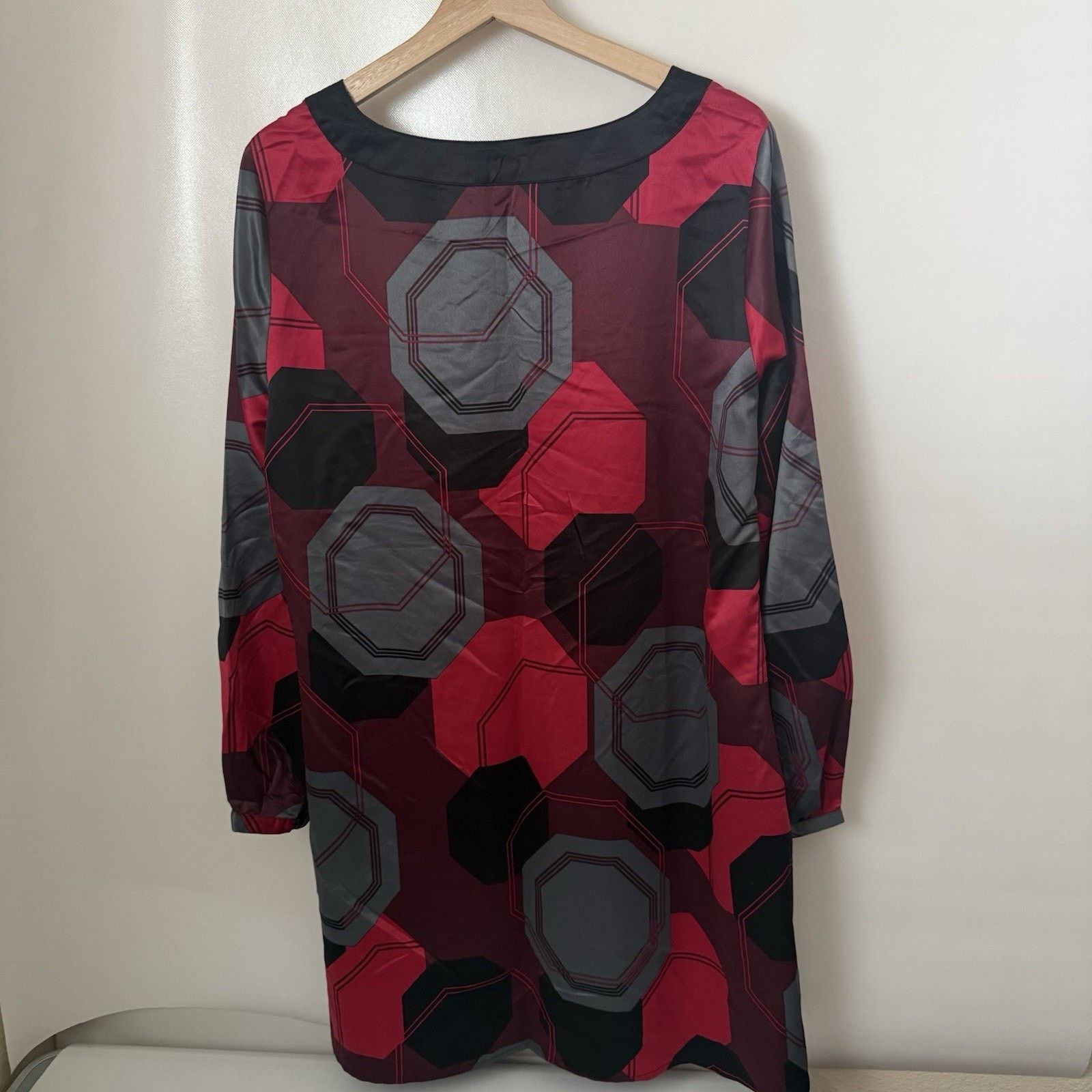 Other Mixit Sheath Dress Black Red Geometric Baby Doll Satin XL Size XL / US 12-14 / IT 48-50 - 2 Thumbnail