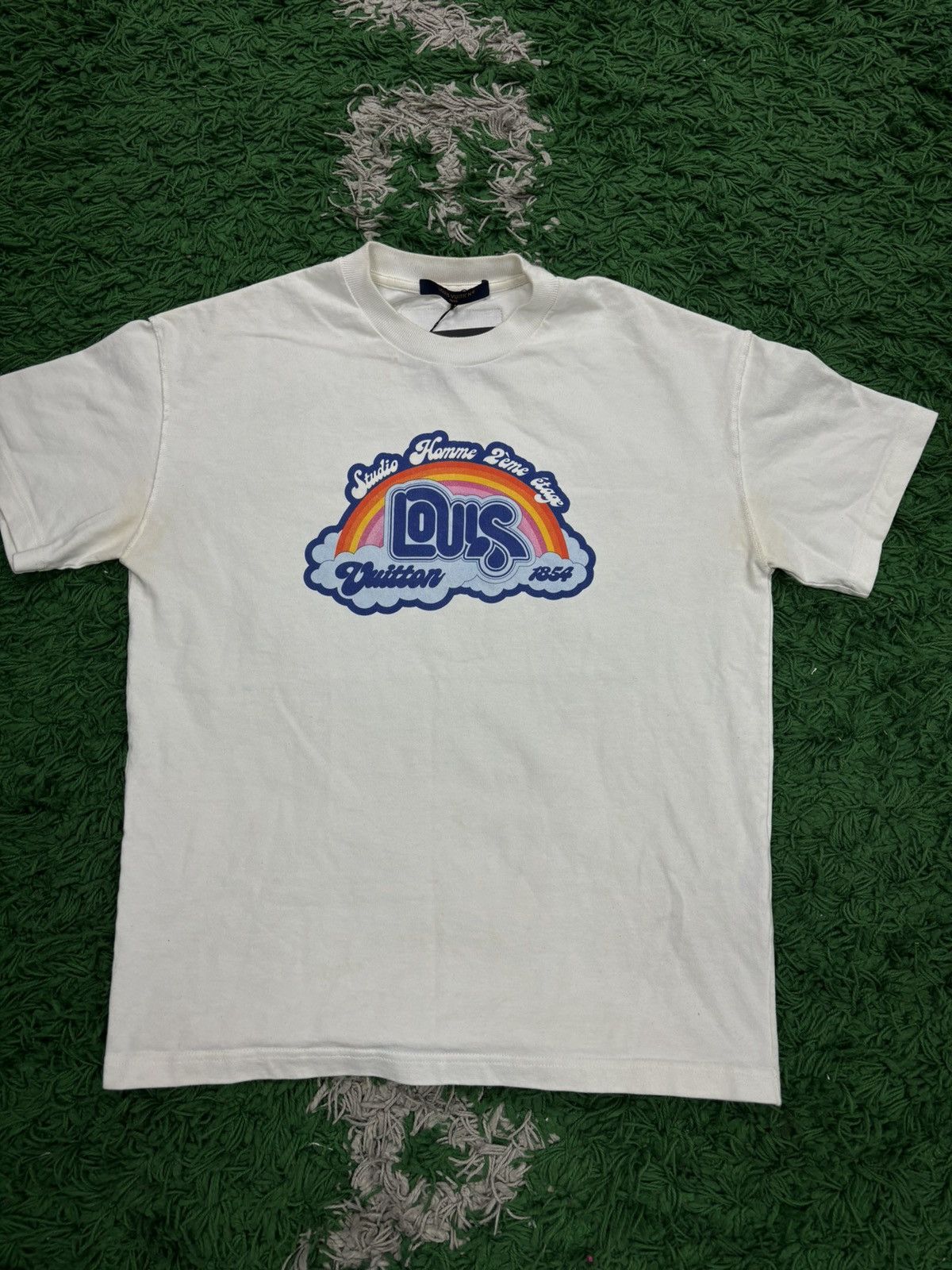 image of Louis Vuitton Rainbow Tee Small in White, Men's