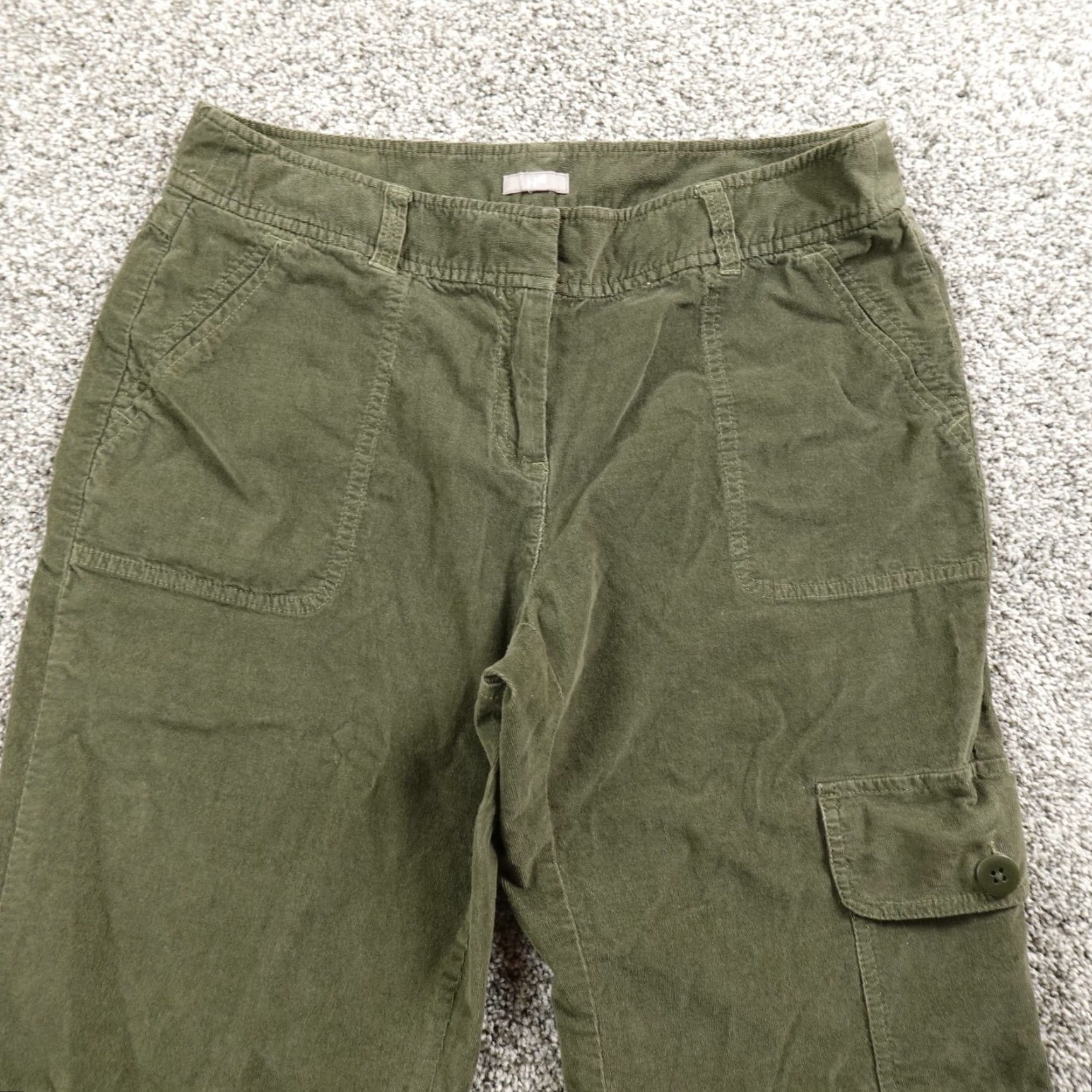 J. Jill J. Jill Pants Women 12 Green Cargo Corduroy High Rise Wide-Leg Baggy Stretch Size 34" / US 12 / IT 48 - 7 Thumbnail