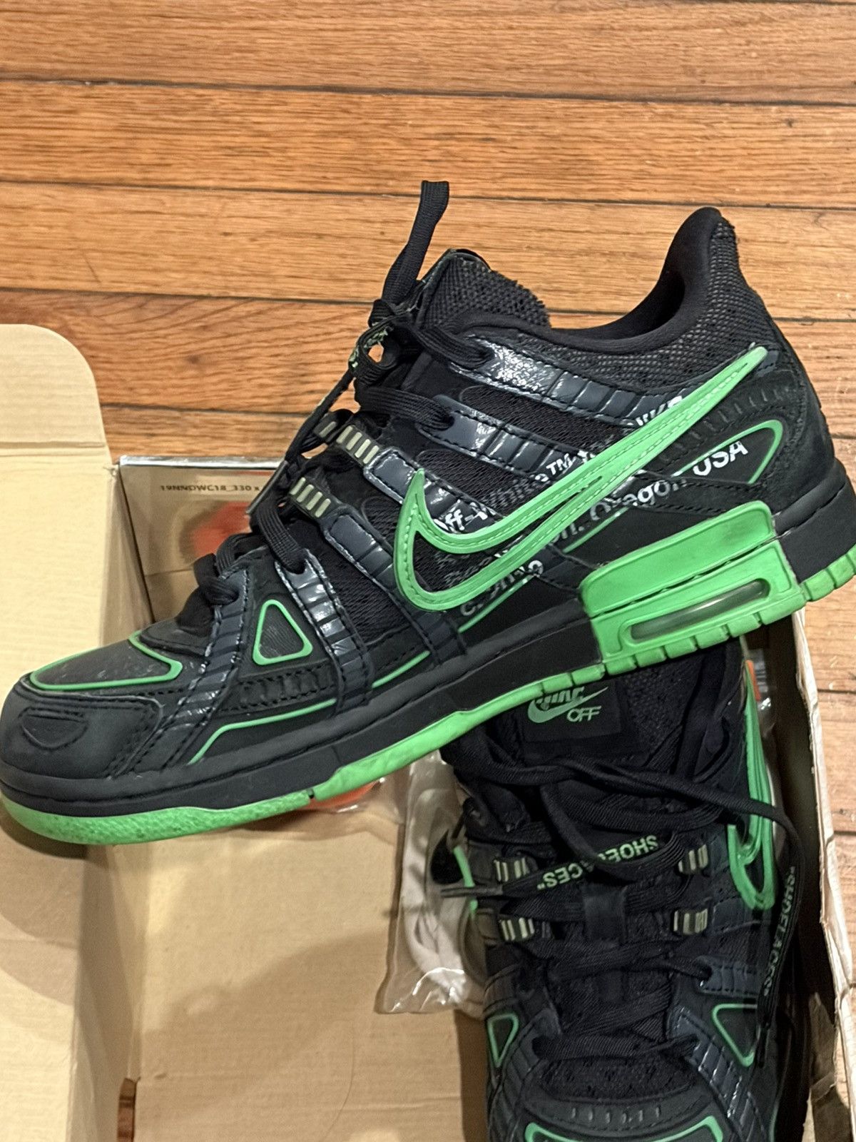 Nike Nike Air Rubber Dunk x Off-White Low Green Strike Size US 7.5 / IT 37.5 - 3 Thumbnail