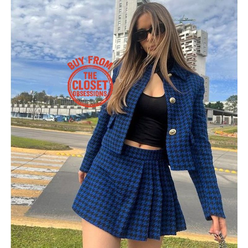 Zara ZARA Houndstooth Blazer + Skort Set NWT L Size L / US 10 / IT 46 - 10 Thumbnail