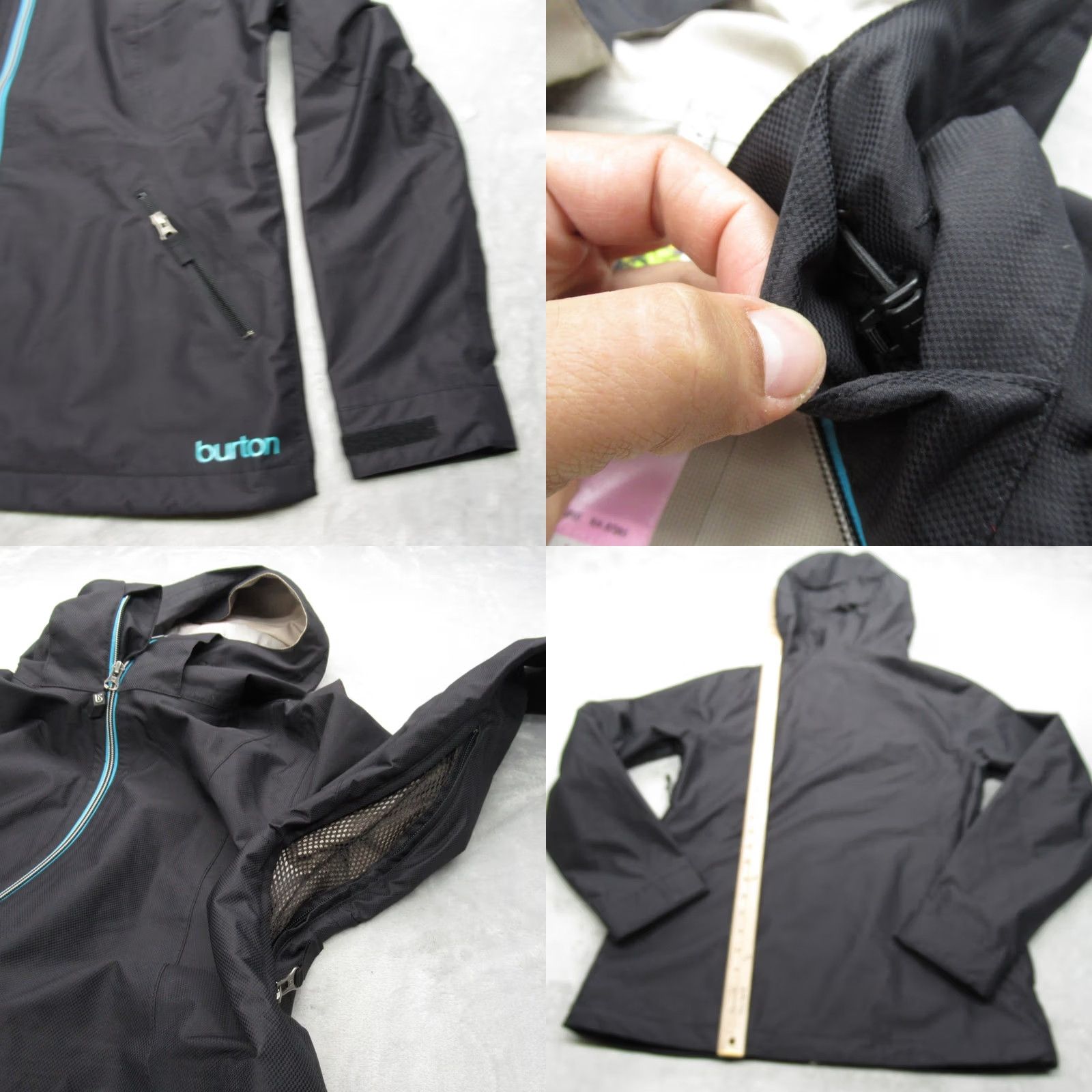 Burton Burton Gleam Jacket Womens Large Black Teal Hooded 2.5L Waterproof Lightweight Size L / US 10 / IT 46 - 8 Thumbnail