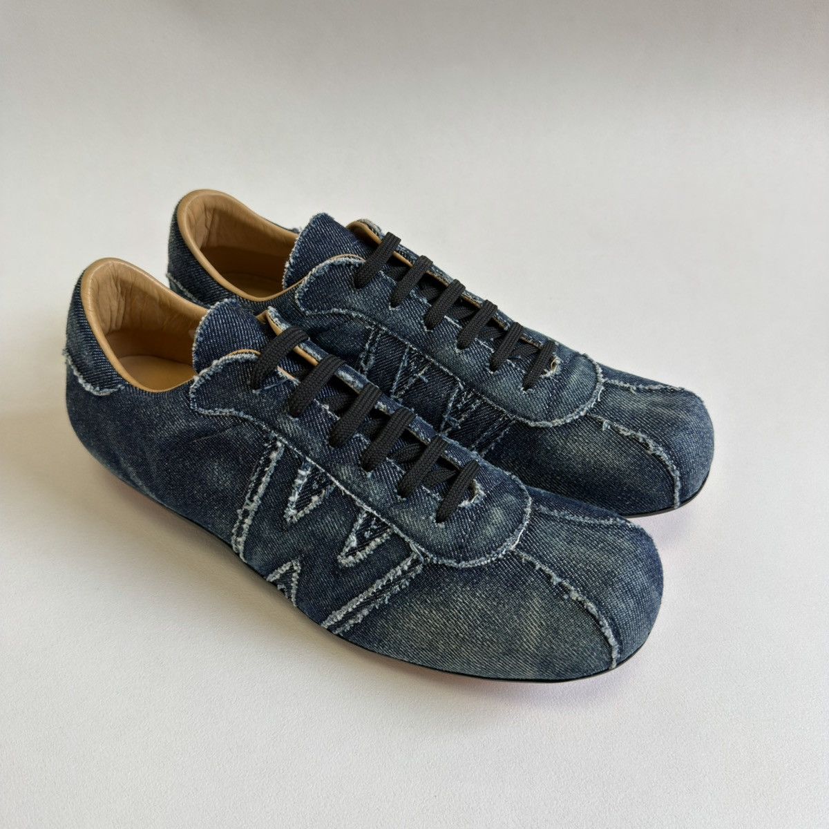 Walter Van Beirendonck 1990s Washed Blue Denim ‘W’ Sneakers Size US 10 / EU 43 - 3 Thumbnail