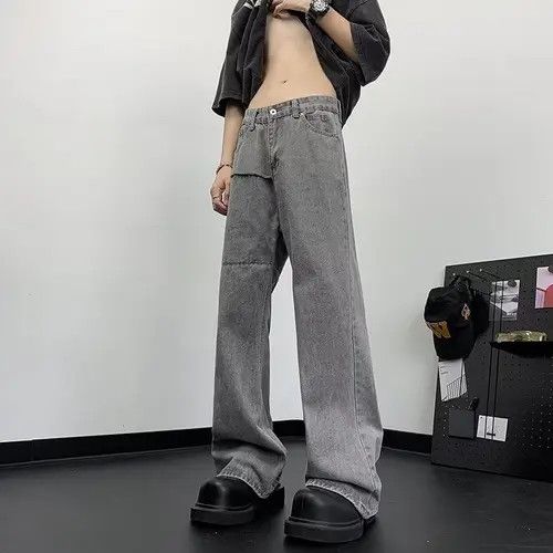 VIBE Gray Stacked Denim Jeans, Wide Leg Jeans, Flared Jeans Size US 33 - 2 Thumbnail