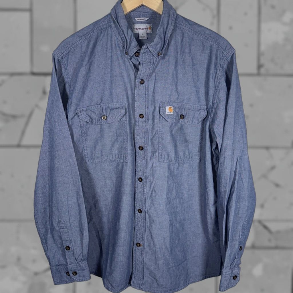 Carhartt Carhartt Button-Up Shirt Blue Long Sleeve Relaxed Mens L Size US L / EU 52-54 / 3 - 1 Thumbnail