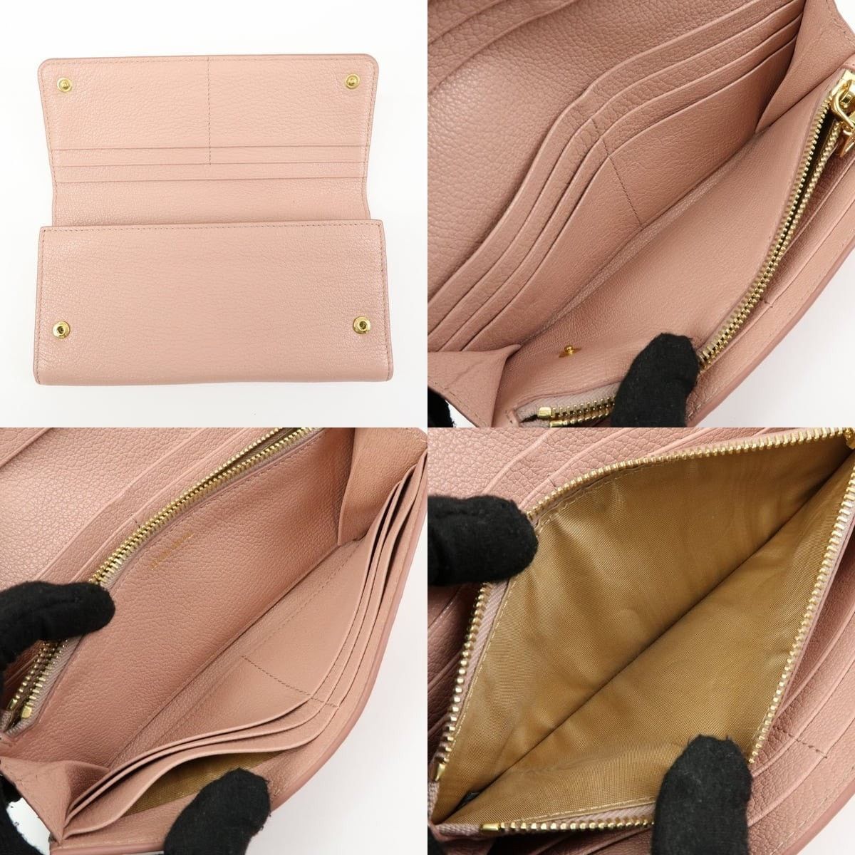 Miu Miu Miu Miu Madras Leather Ribbon Bi-fold Long Wallet Pink Size ONE SIZE - 6 Thumbnail