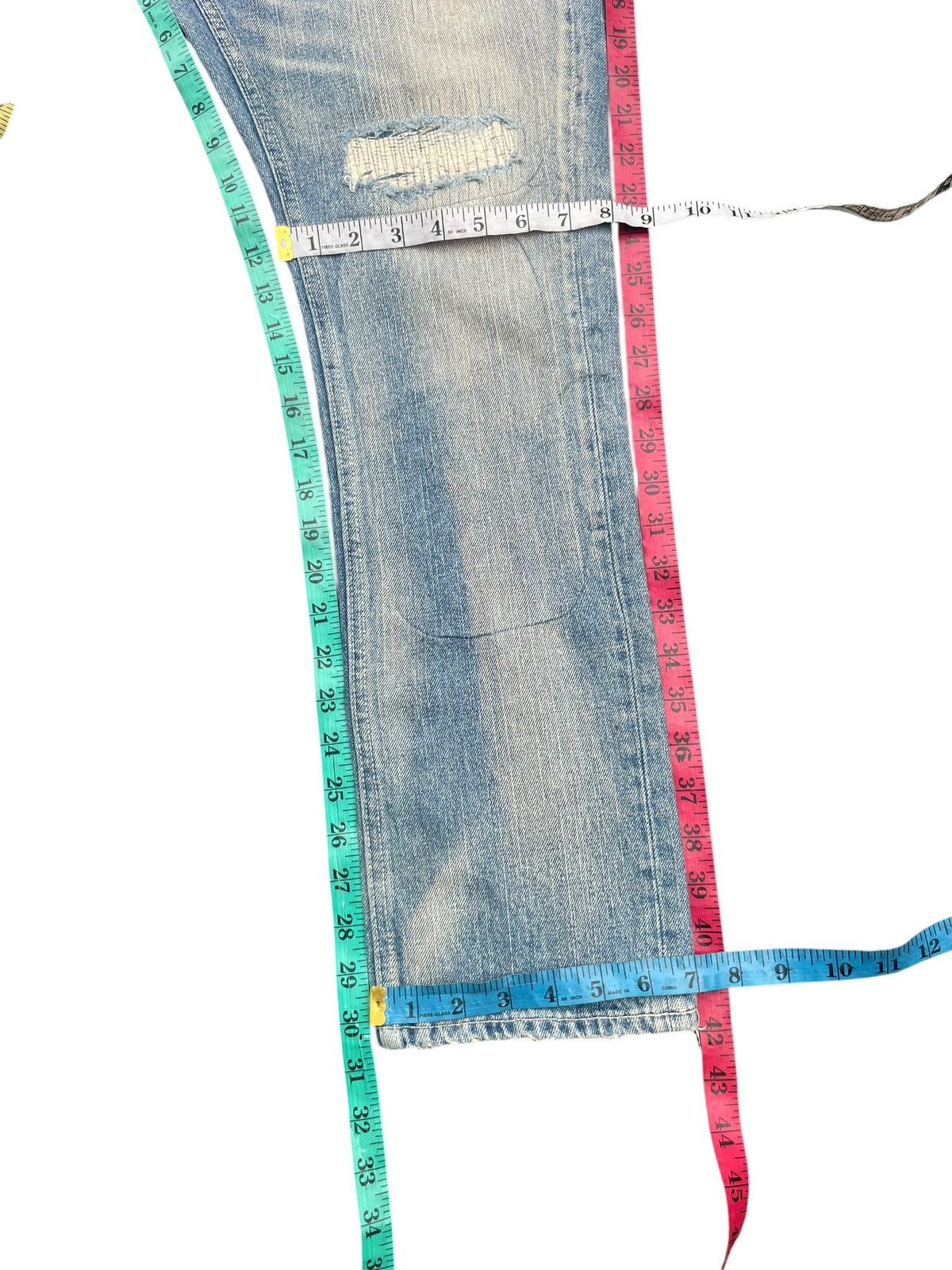 Japanese Brand Bonds & Peace Faded Distresed Jeans Size US 31 - 13 Thumbnail