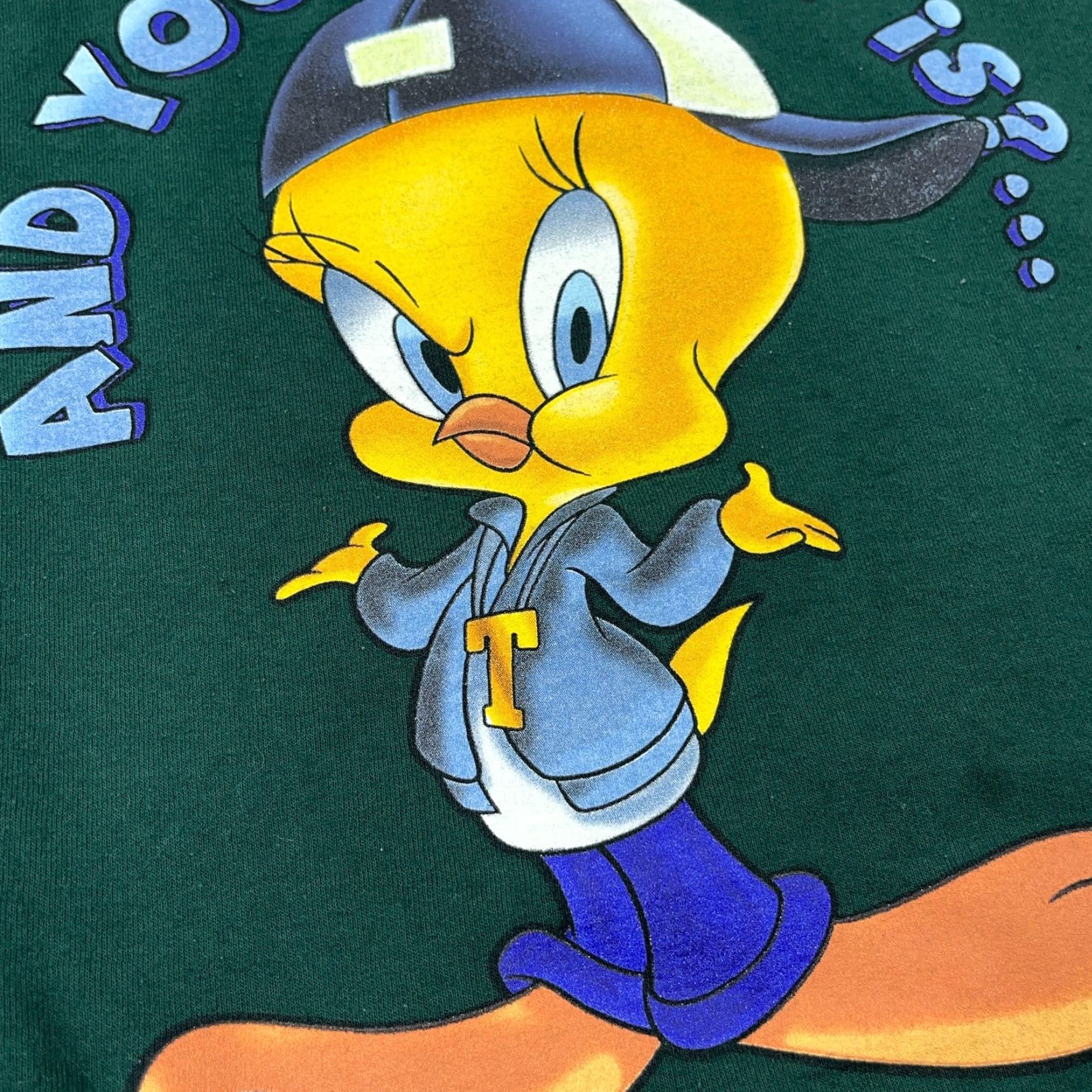 Vintage Looney Tunes Sweatshirt Adult XL Green Crewneck Tweety Retro Logo Graphic Print Casual Pullover Regular Fit Size XL / US 12-14 / IT 48-50 - 6 Thumbnail