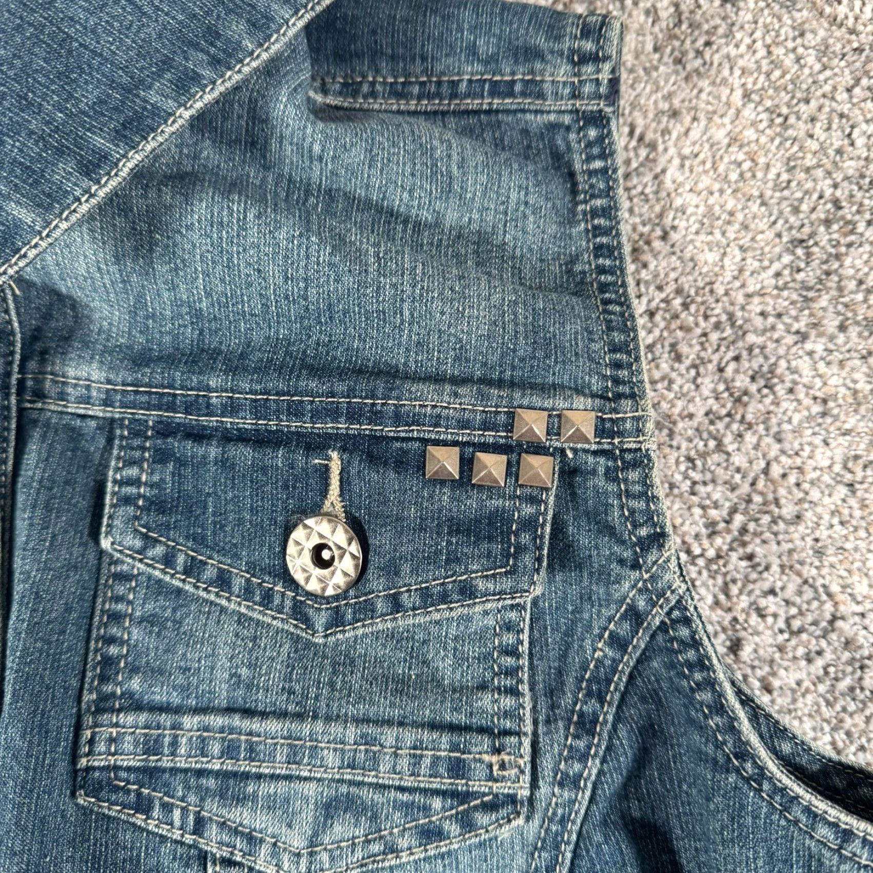 Vintage VINTAGE Cato Vest Denim Biker Grunge Streetwear Womens Large Sleeveless Cotton Blend Studded Pockets 90s Y2K Size L / US 10 / IT 46 - 2 Thumbnail