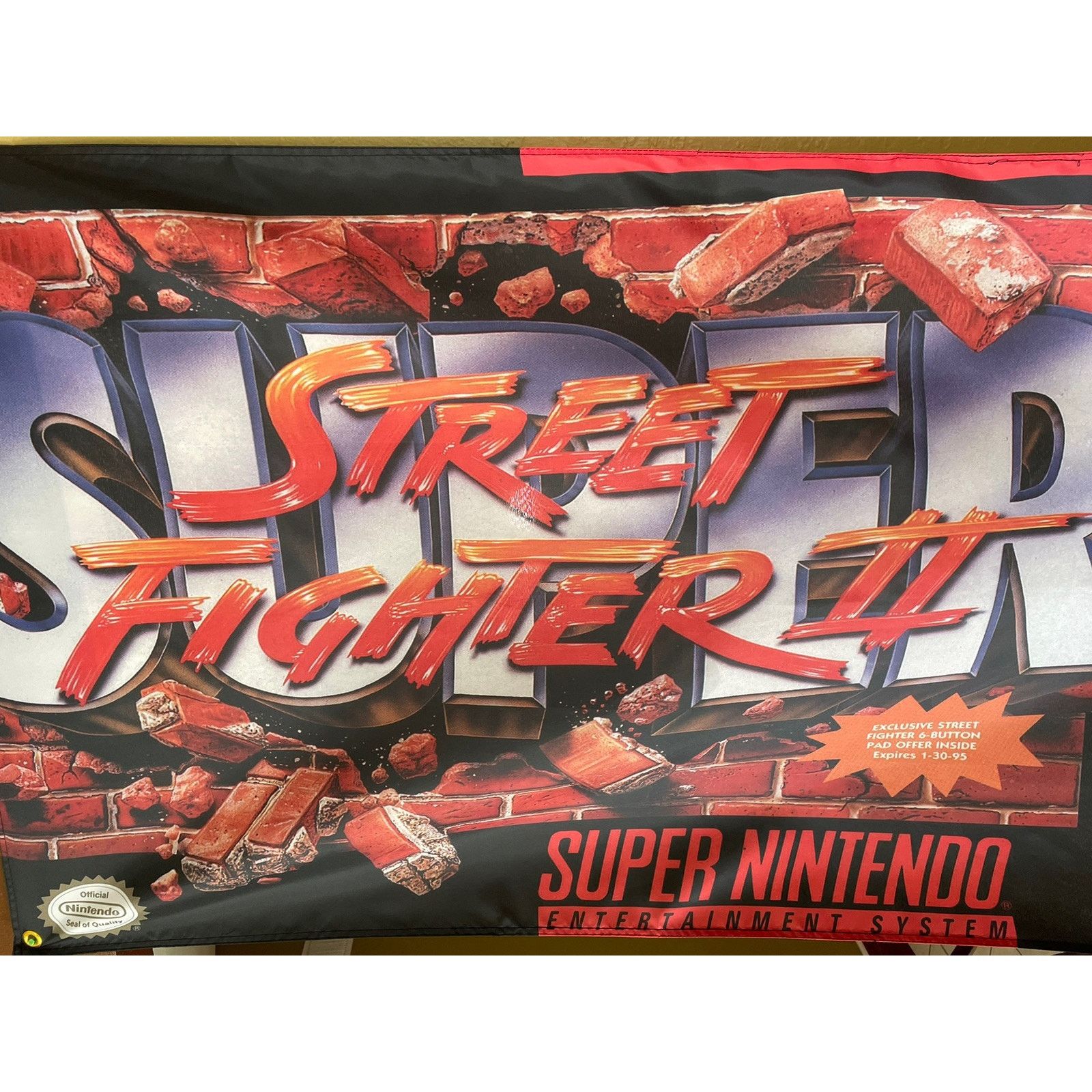 Nintendo Super Street Fighter II 5ft Flag Turbo SNES CAPCOM Nintendo Size ONE SIZE - 2 Thumbnail