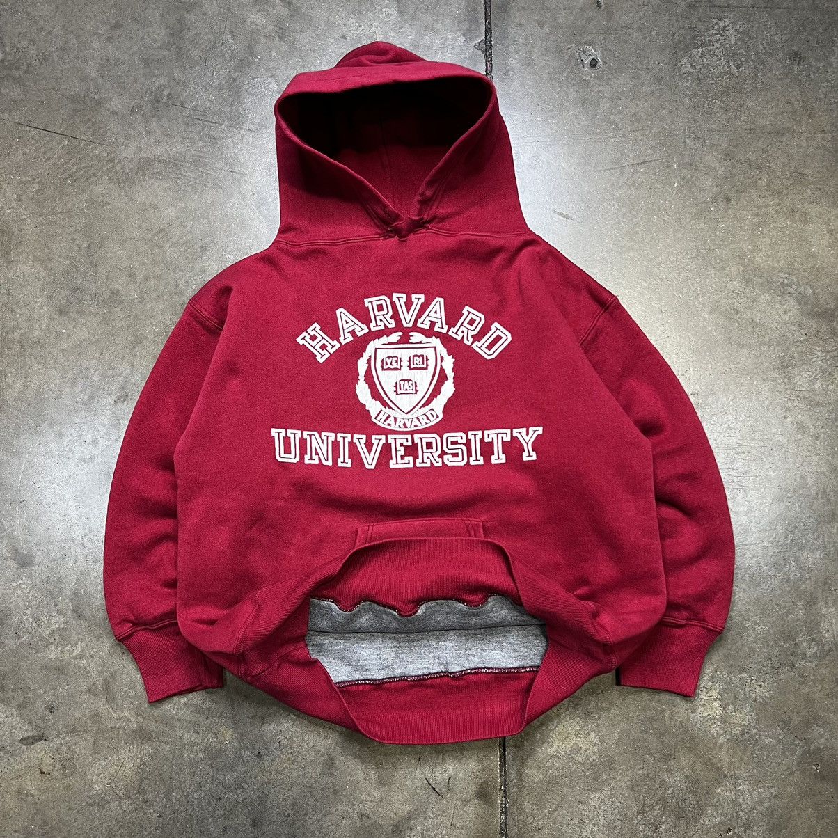 image of Vintage 80's Harvard Russell Athletic Double Face Hoodie Boxy in Red, Men's (Size Medium)