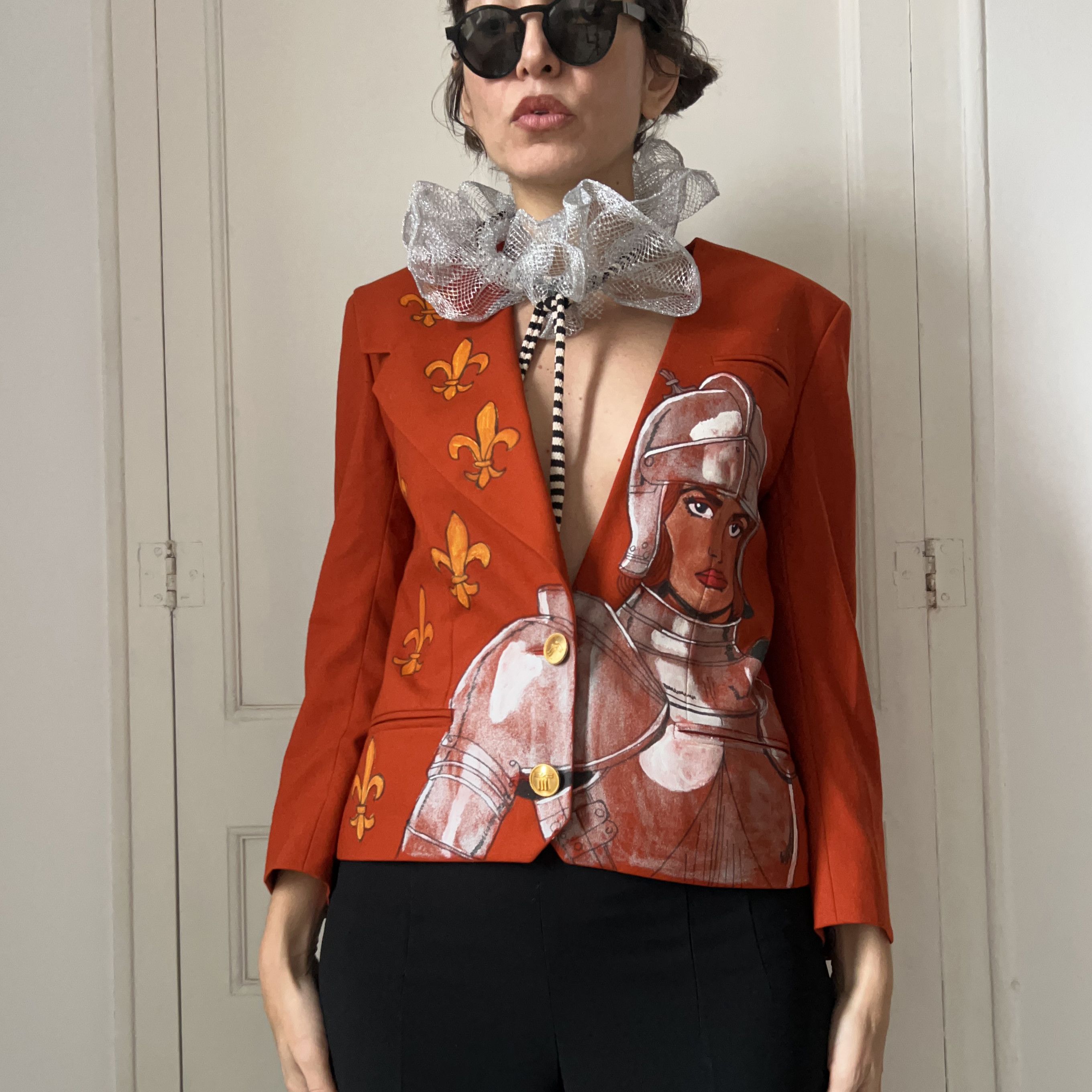 Custommade Hand Painted Joan of Arc Wool Blazer Size M / US 6-8 / IT 42-44 - 2 Thumbnail