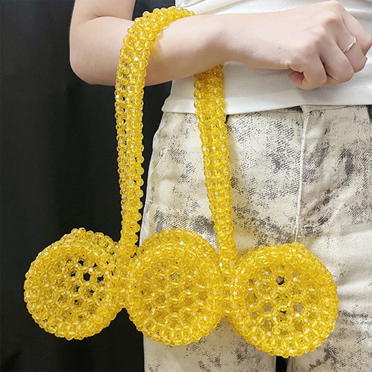 Japanese Brand Hand-Beaded Woven Cherry-Shaped Shoulder Bag Size ONE SIZE - 1 Thumbnail