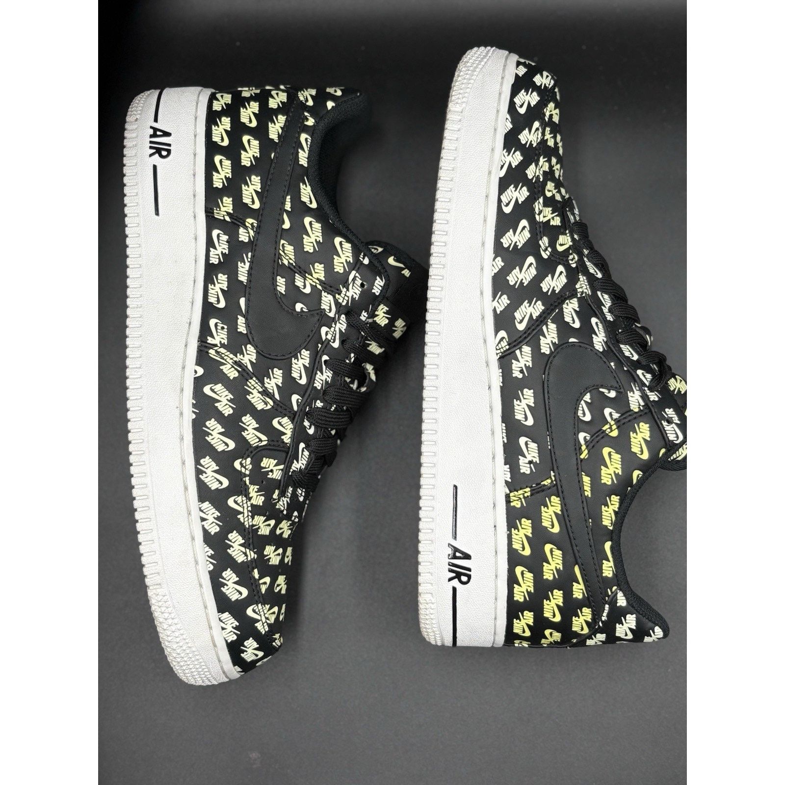 Nike Size 9.5- Nike Air Force 1 '07 QS Low All Over Logo Black Size US 9.5 / EU 42-43 - 6 Thumbnail