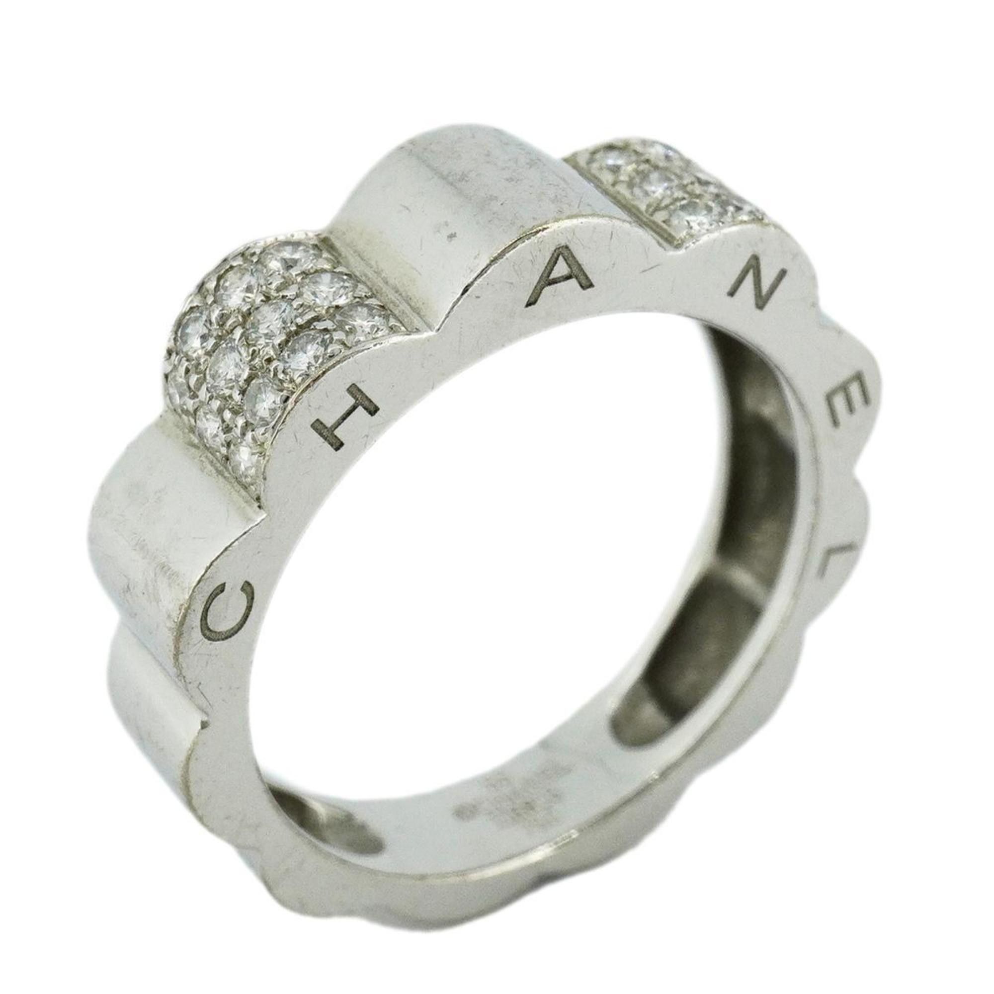 image of Chanel Ring Camellia Profield Diamond K18Wg White Gold Women's