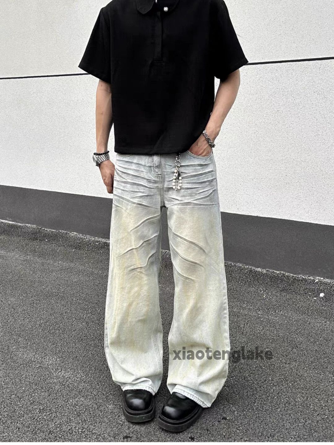 Jean xtl vintage washed faded punk grunge Stain paint jeans Size US 32 / EU 48 - 6 Thumbnail