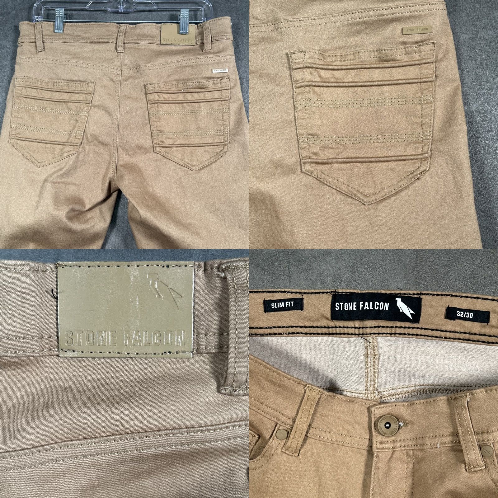 Vintage Stone Falcon Slim Fit Pants Mens 32x30 Beige Chino Stretch Comfort Casual 90s Mens Size US 32 / EU 48 - 8 Thumbnail
