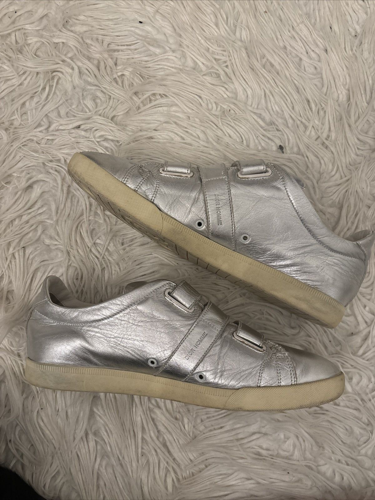 Dior Dior Homme AW07 "Navigate" Silver Metallic Velcro Sneakers Size US 8.5 / EU 41-42 - 5 Thumbnail