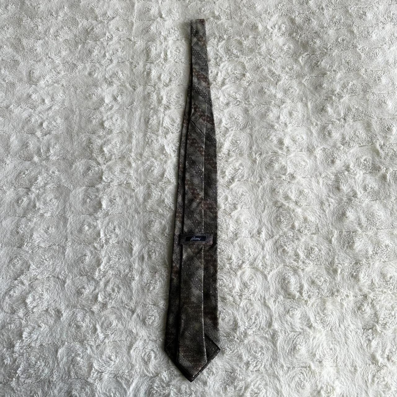 Brioni Brioni Necktie Mens Silver Geometric Handmade Silk Italy Size ONE SIZE - 4 Thumbnail