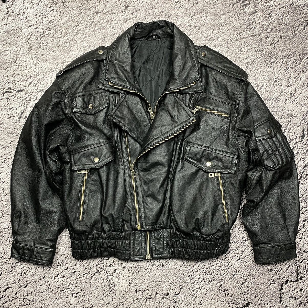 image of Leather Jacket x Vintage Avant Garde Opium Leather Bomber Rick Owens Carti in Black, Men's (Size XL