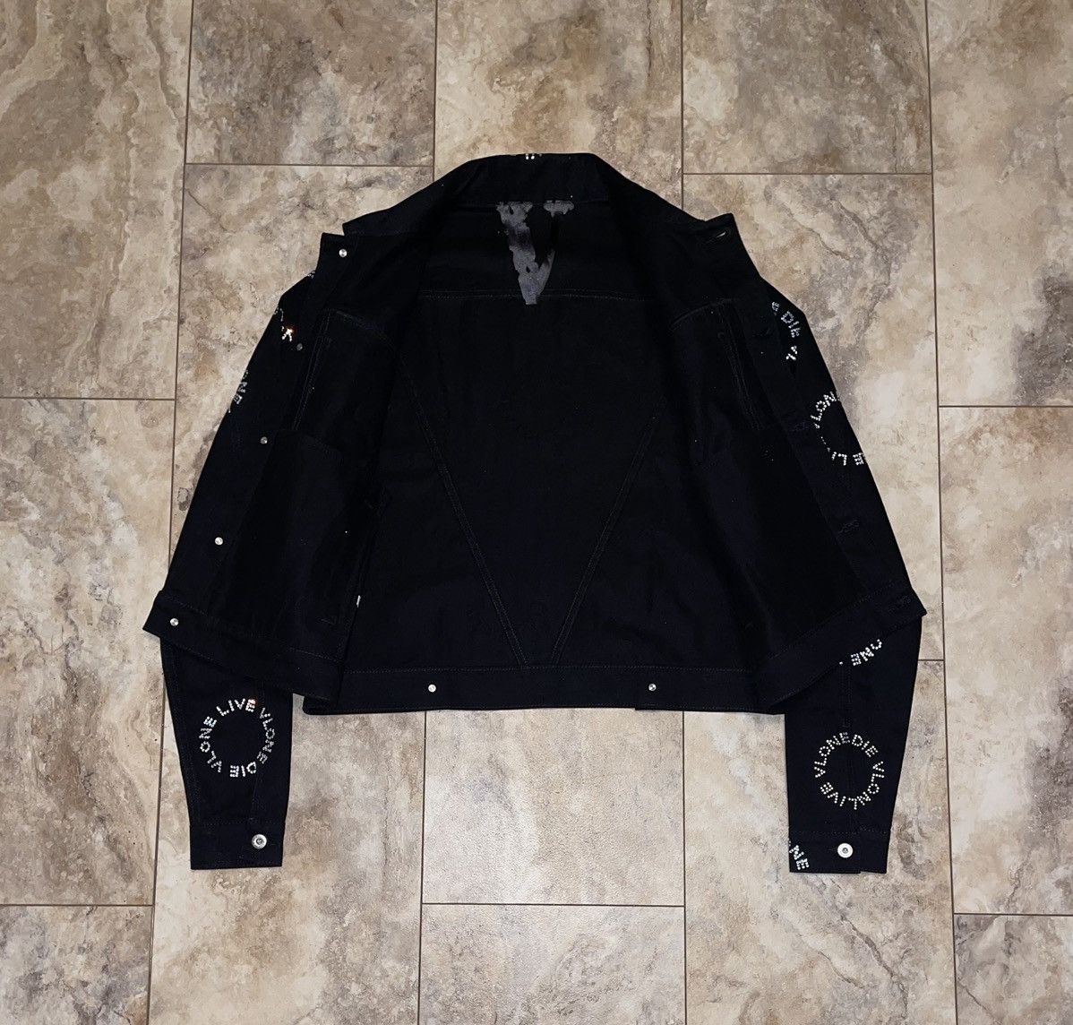 Vlone Vlone LVDV Silver Rhinestone Denim Jacket Black Size Large Size US L / EU 52-54 / 3 - 3 Thumbnail