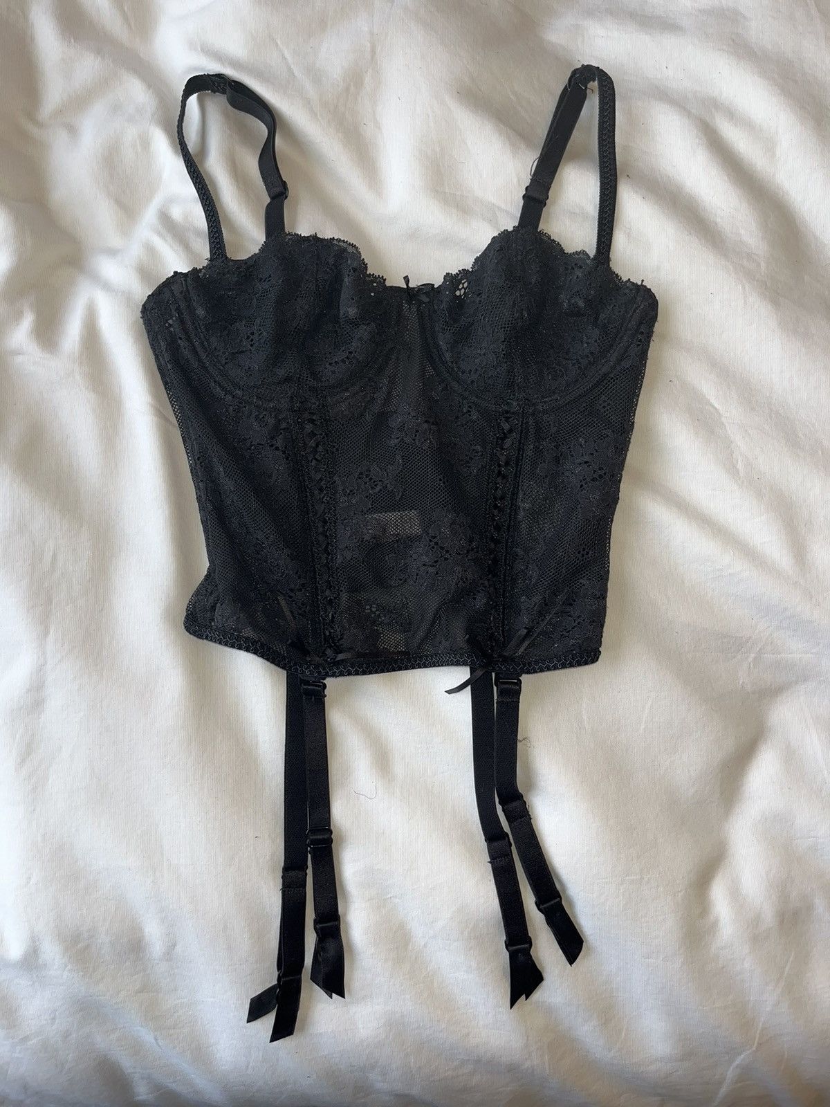 Image of Avant Garde x Victorias Secret Victoria’S Secret Lace Bustier in Black, Women's (Size XS)