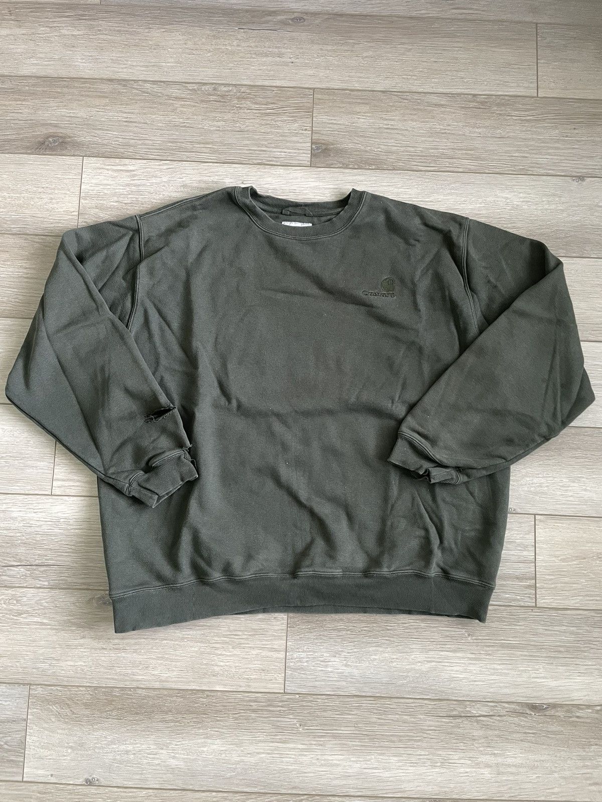 Carhartt × Vintage Vintage Carhartt Faded Green Crewneck Size US XXL / EU 58 / 5 - 1 Thumbnail