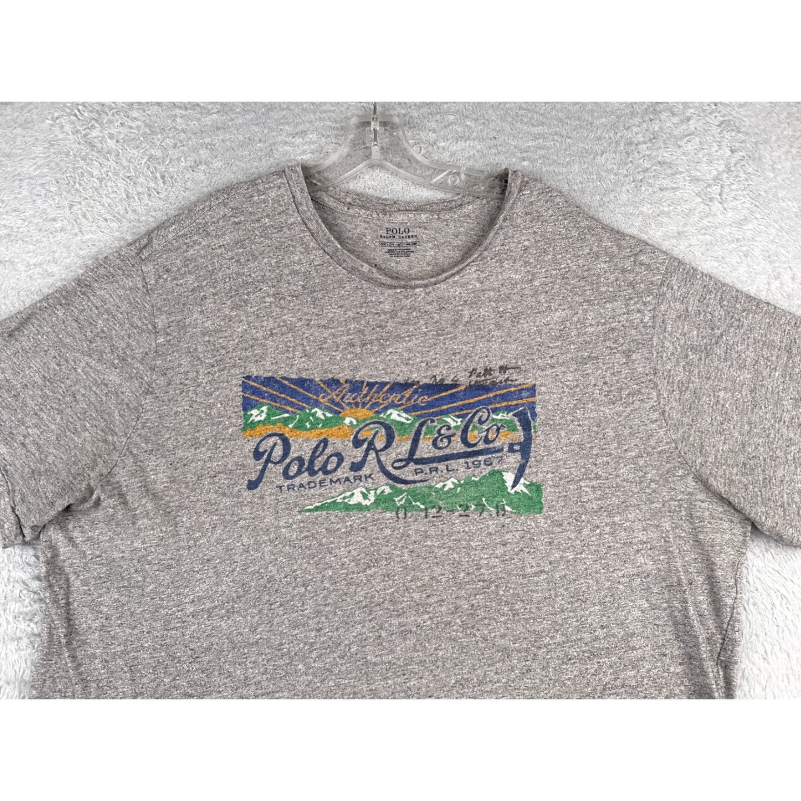 VINTAGE Ralph Lauren Polo Shirt Men Big & Tall 2XL Gray 100% Cotton Crew Neck Short Sleeve Solid Logo Embroidered Pockets 2X Big & Tall Mens Shirt
