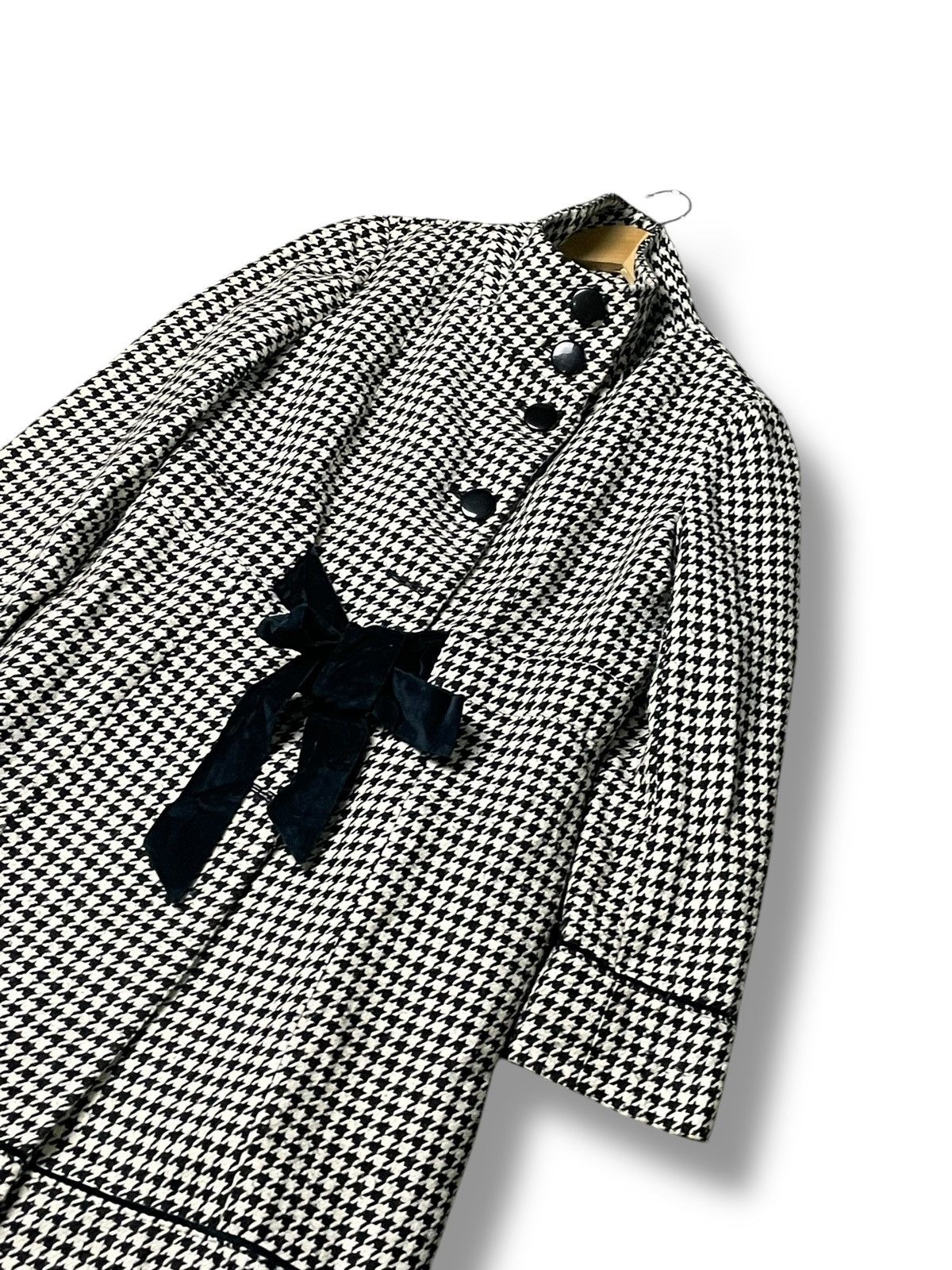Designer × Japanese Brand Lovits Houndstooth Wool Long Coat (55) Size US L / EU 52-54 / 3 - 6 Thumbnail